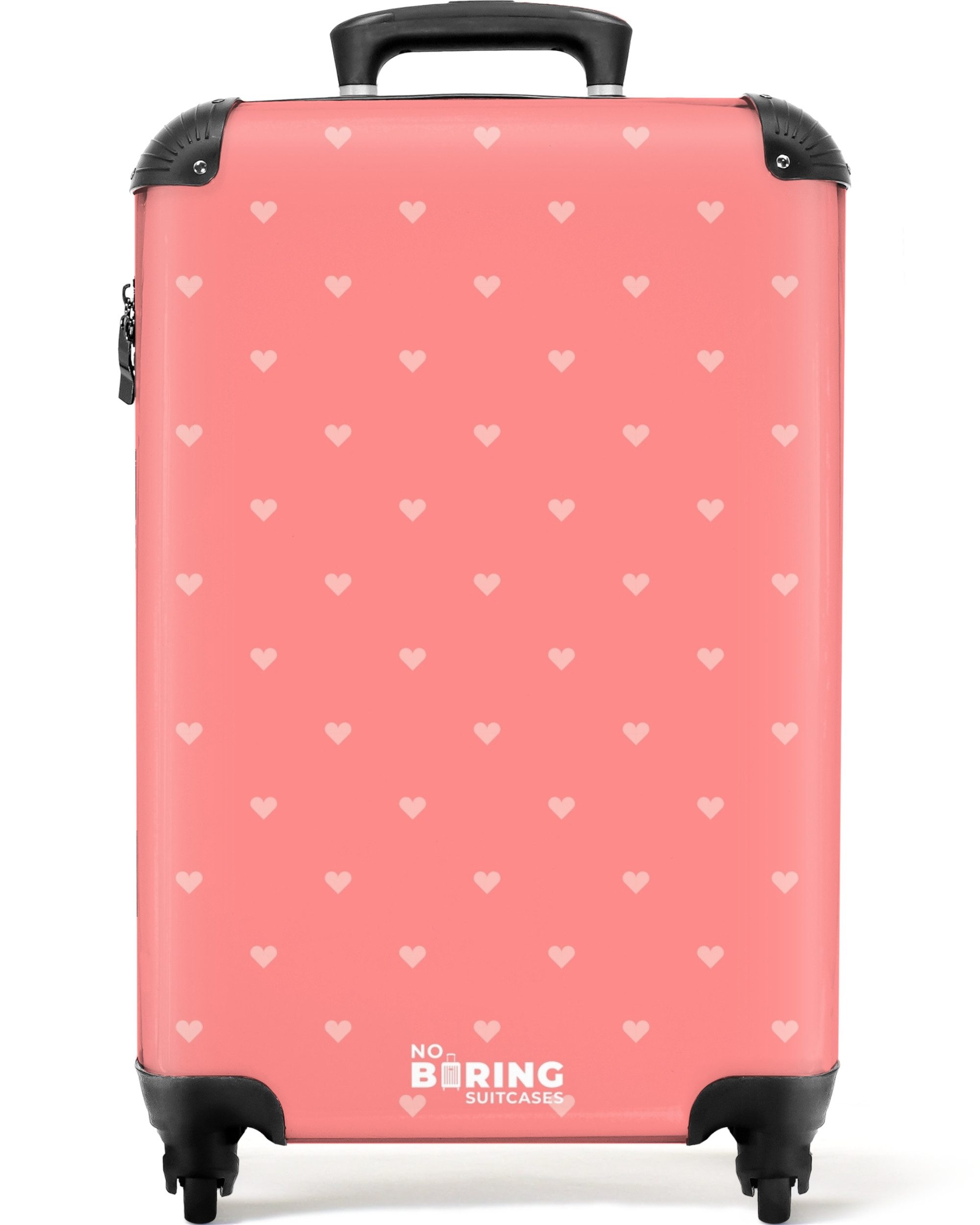 NoBoringSuitcases.com© Hartschalen-Trolley Rosa Herzen 55x35x20cm, 4 günstig online kaufen