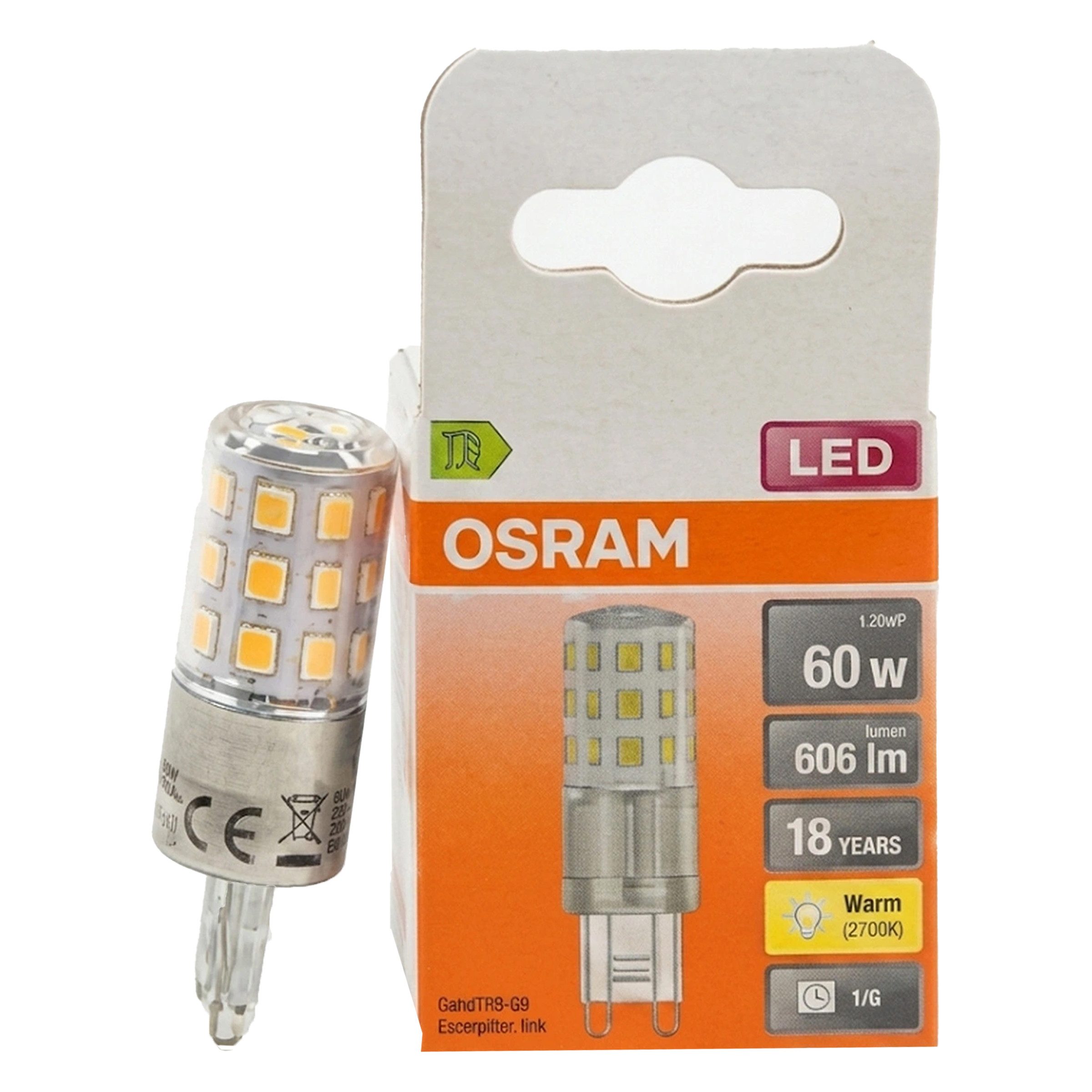 Osram LED-Leuchtmittel OSRAM LED PIN G9 4.9W 827 Clear – Warmweißes Licht im 6er-Pack, 6 St.