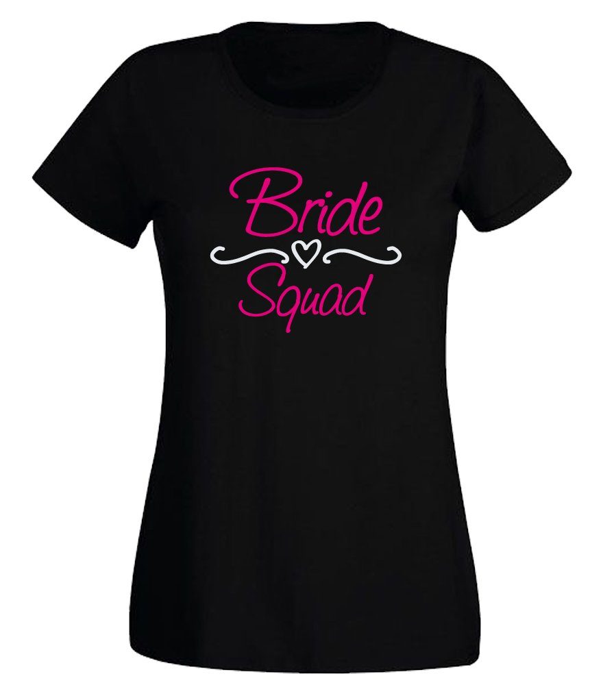G-graphics T-Shirt zum Junggesellinnen-Abschied - Bride Squad Slim-fit Damen Begleiterinnen-T-Shirt zum JGA / Poltershirt
