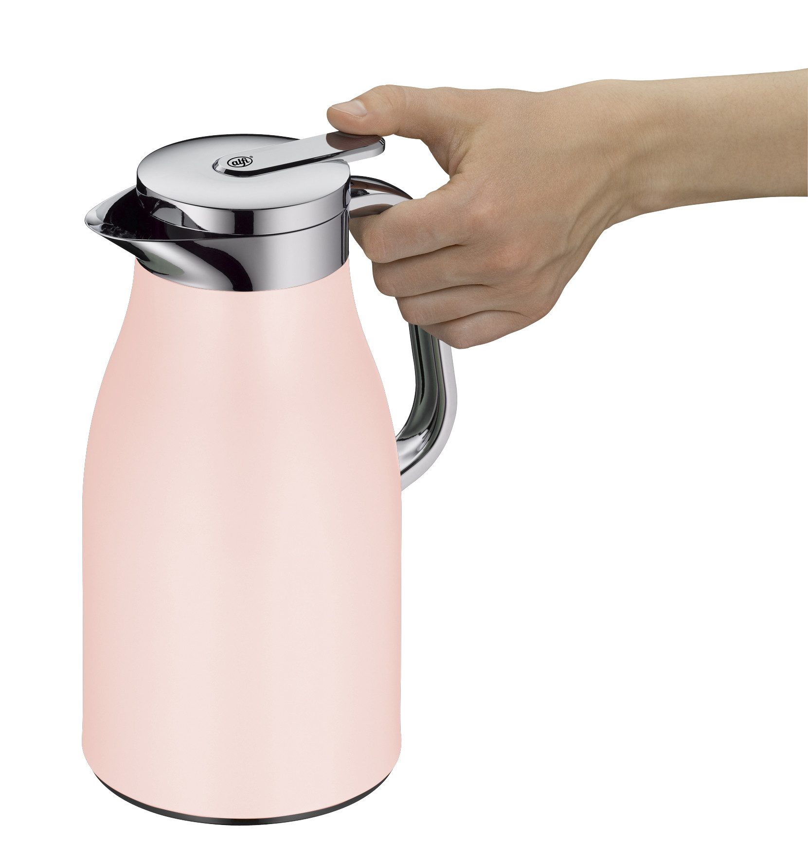 Alfi Isolierkanne SKYLINE, mit Hartglaseinsatz und ergonomischem Griff, 1 l, (1-St), 12h heiß & 24h kalt, Drehverschluss mit bequemem Druckknopf