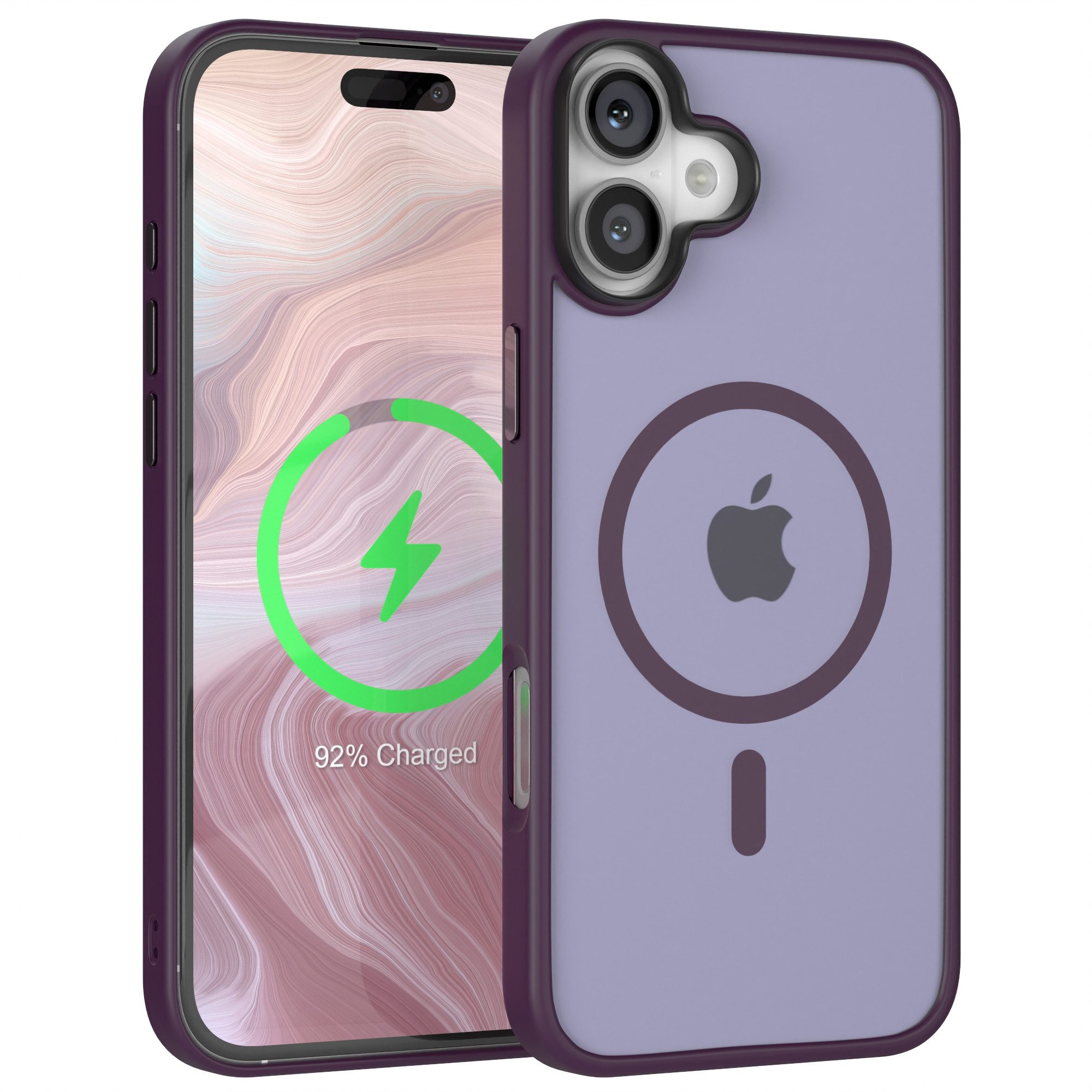 EAZY CASE Handyhülle Outdoor Case MagSafe für Apple iPhone 16 Plus 6,7 Zoll, Handyhülle stoßfest Silikon Case kratzfest modern Etui MagSafe Lila