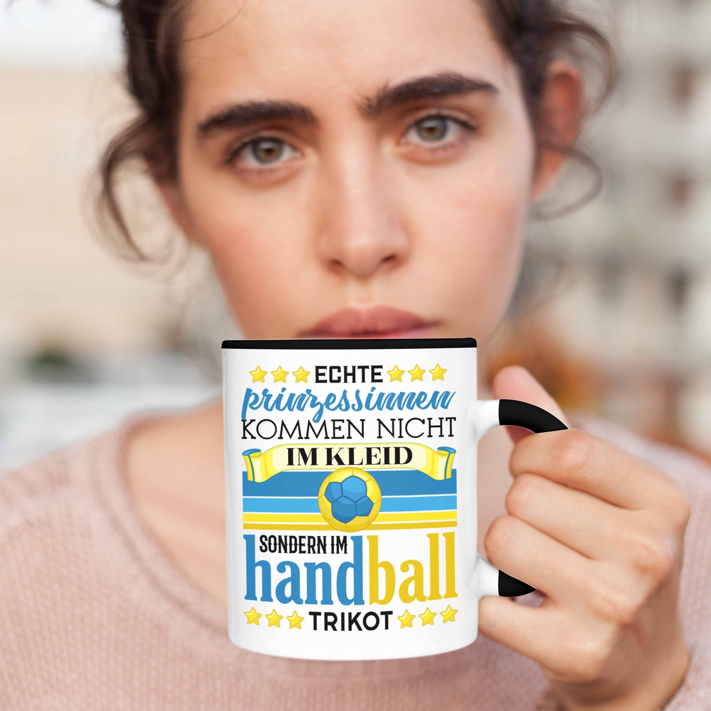 Spruch Schwarz Trendation Geschenkidee Handball Frauen Geschenk Tasse Tasse Handball-Spielerin