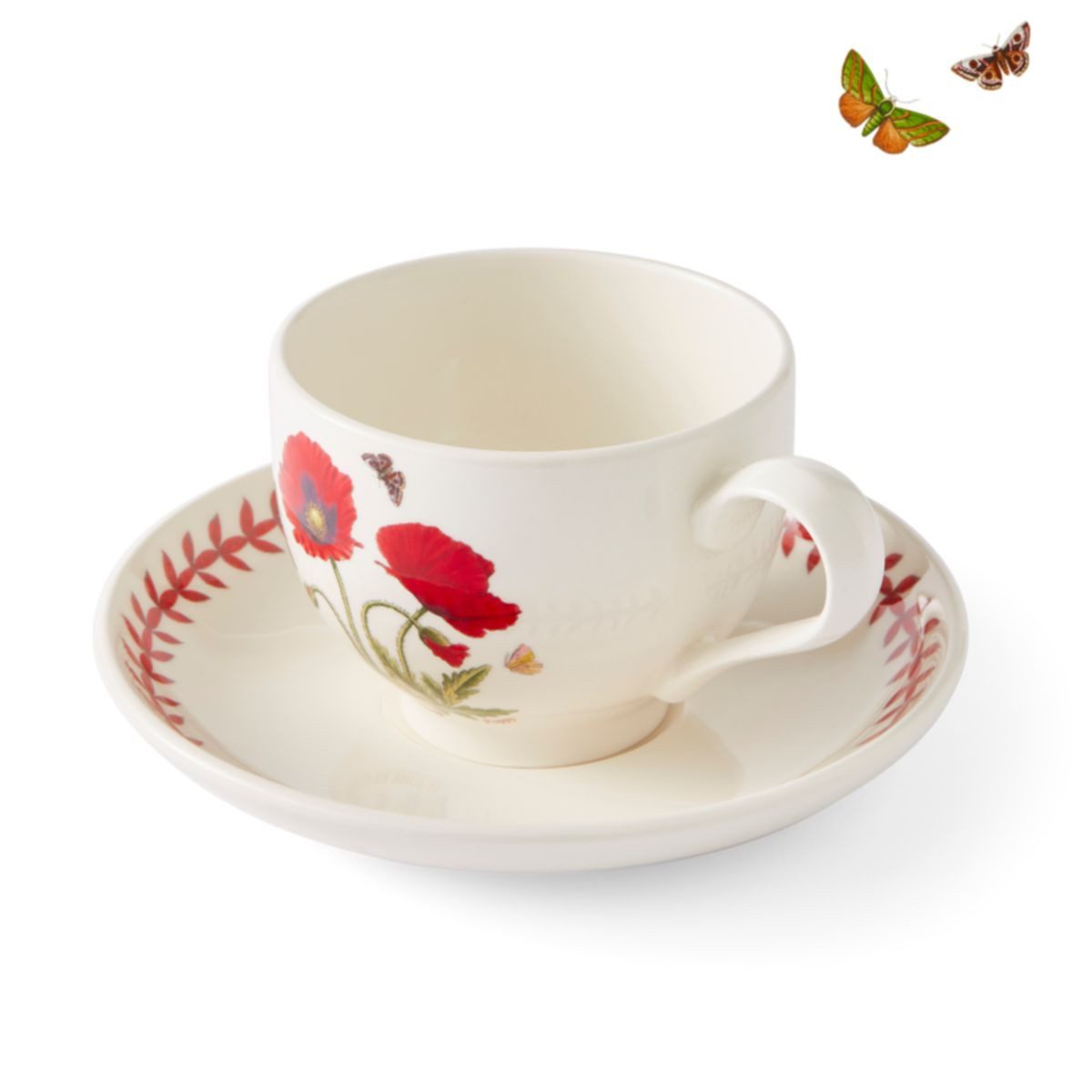 Portmeirion Tasse Portmeirion Keramik Tasse & Untertasse Botanic Garden Meadow Mohnblume, Keramik