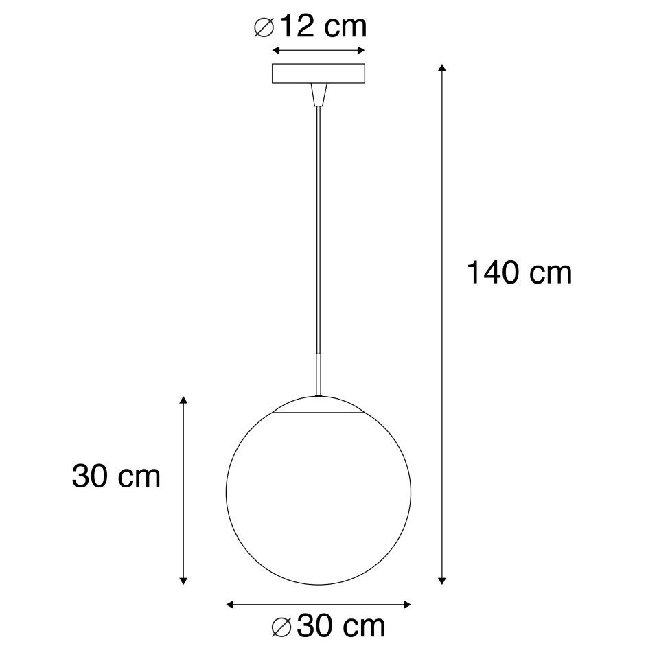 Qazqa Pendelleuchte Ball, Dimmbar, LED wechselbar, Warmweiß, QAZQA Hängeleuchte, e27, Gold, Glas, Modern