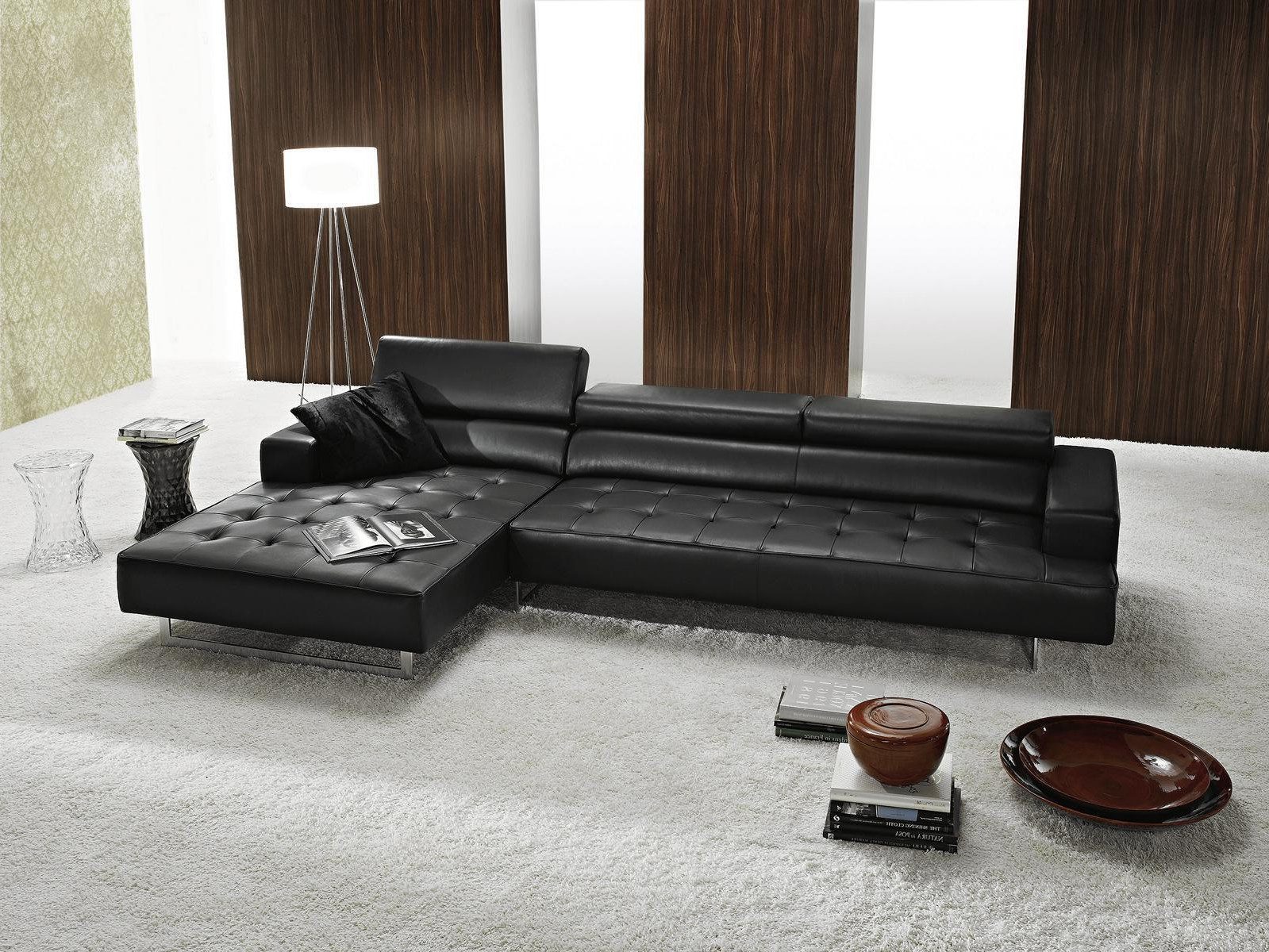 Xlmoebel Ecksofa Schwarzes Ledersofa in modernem L-Form Design, Ecksofa, Hergestellt in Europa