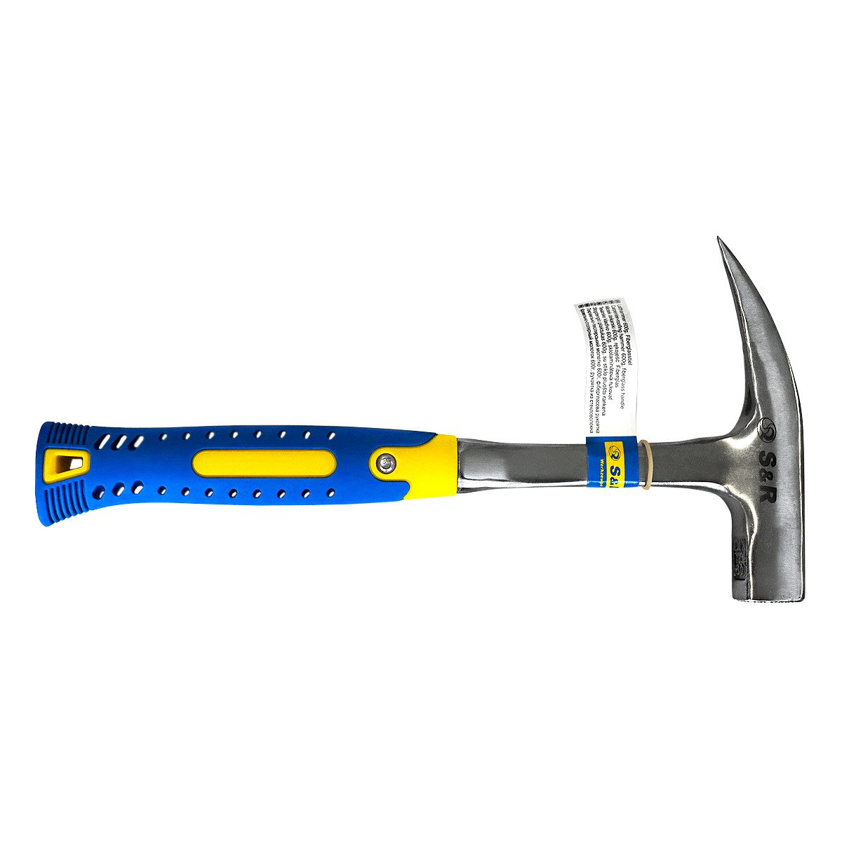 S&R Latthammer 600 g Kopfgewicht, Fiberglasstiel, magnetischer Nagelhalter (1-St), aus geschmiedeter Stahl, rutschfester vibrationshemmender Griff