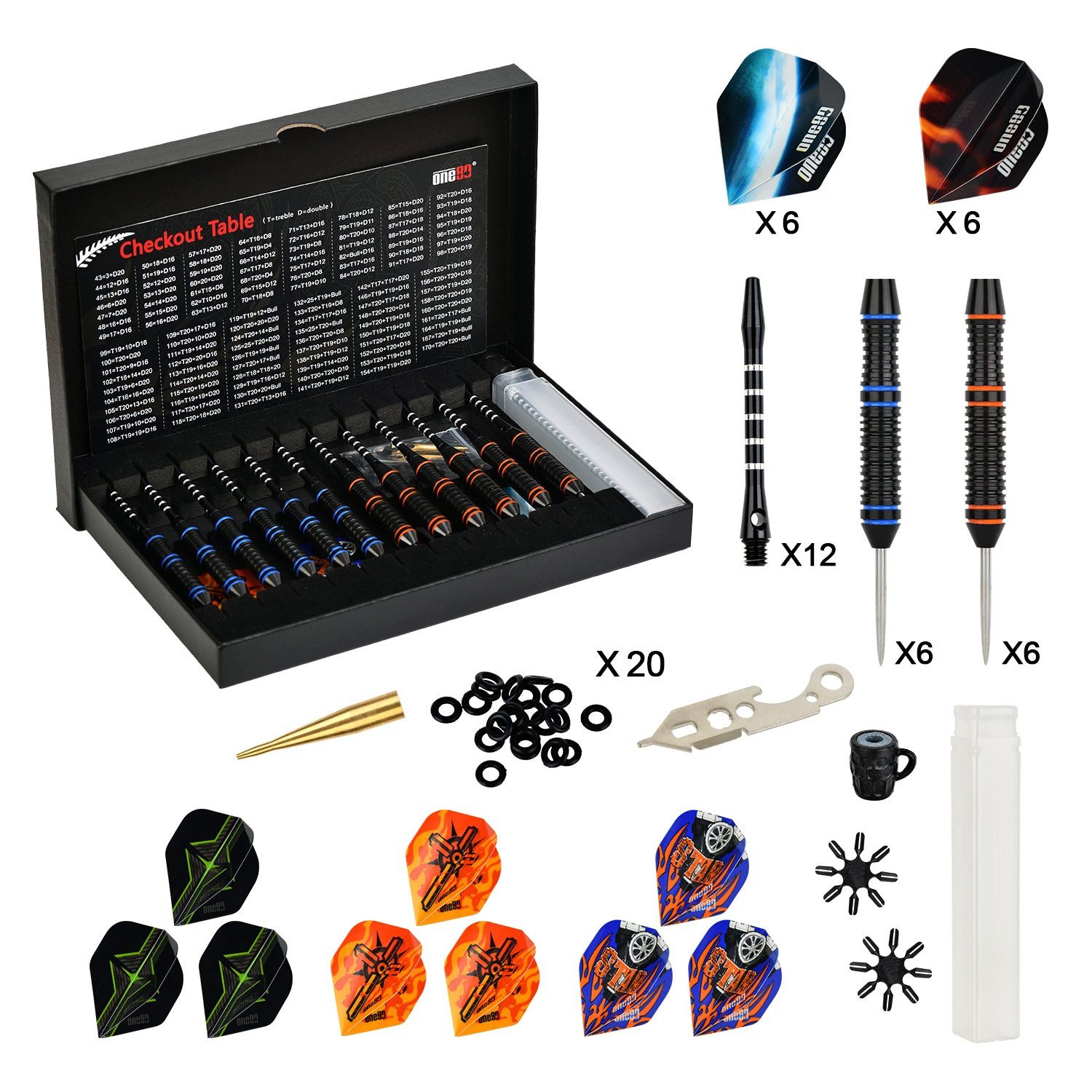 cofi1453 Dartpfeil One80 Dartpfeil Set mit Metallspitze – 12 Stück, Langlebiges Dartset mit Metallspitzen und stabilen Flights – Bild 3 von 5