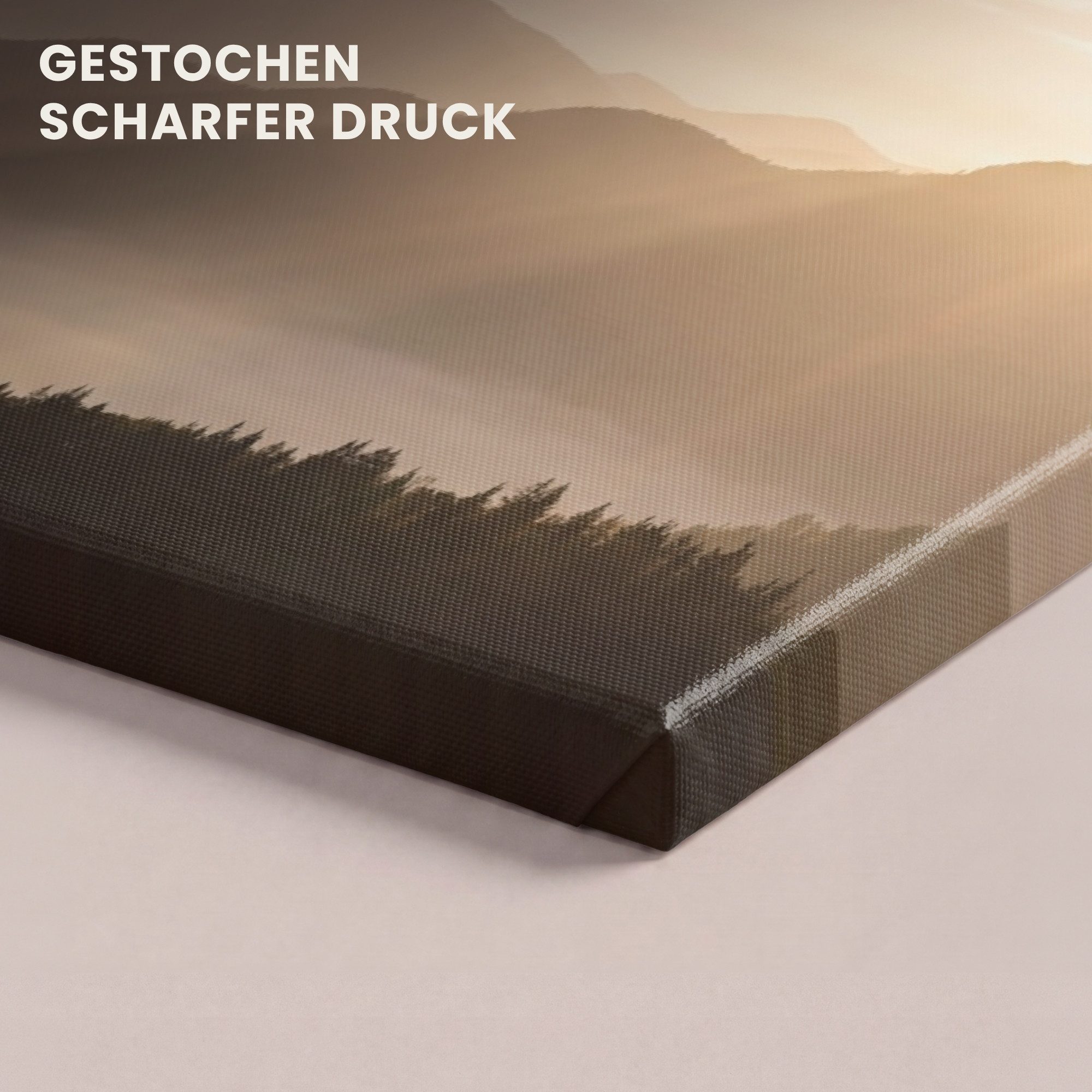 OneMillionCanvasses® Leinwandbild Panorama Berge - Nebel - Sonnenstrahlen, Fotodruck (1 St), Wandbild, Deko Schlafzimmer Wohnzimmer Flur 60x20 cm – Bild 3 von 5
