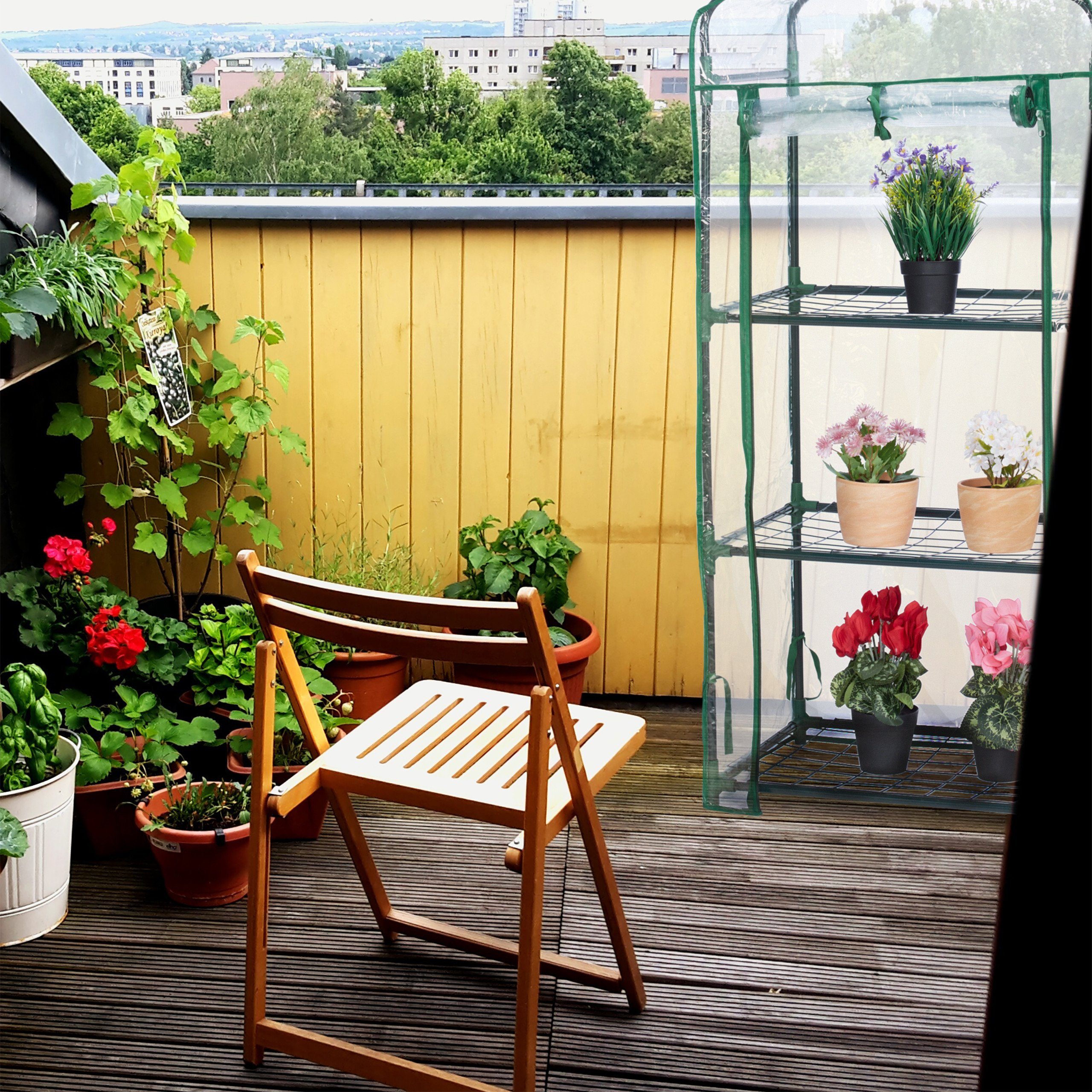 relaxdays Foliengewächshaus Gewächshaus Balkon 3 Etagen