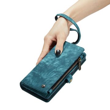 Wigento Handyhülle Für Samsung Galaxy S23 Ultra Multifunktion Teilbare Handy Tasche Geldbörse Hülle Etuis Blau