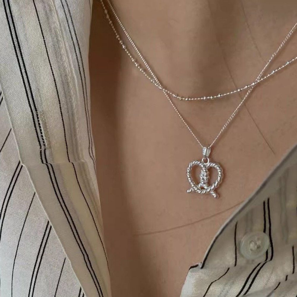 S925 Sterling Silber Invanter Halskette Damen, inkl.Geschenkbo Twist Kette Love für Anhänger mit