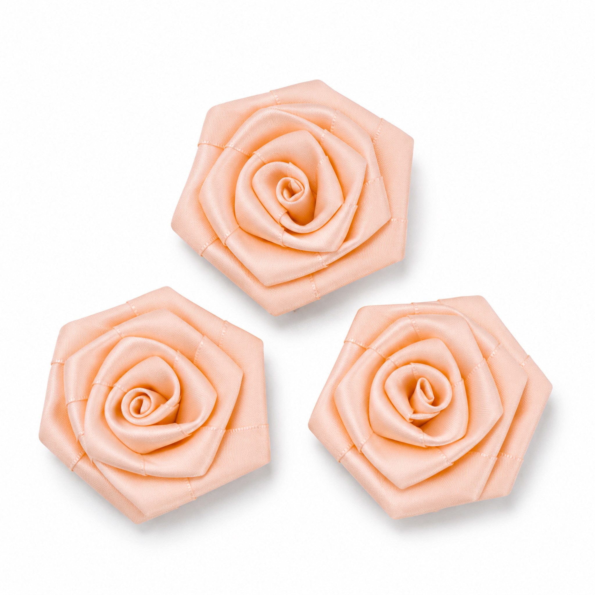 Creativery Streudeko, Satinrosen 6cm zum Basteln & Aufnähen 3 Stück Apricot