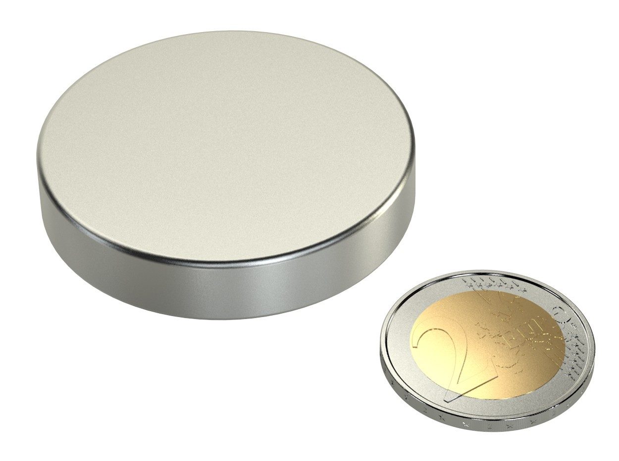 RICOO Magnet Neodym Magnet Extra Starke NEODYMMAGNET (1-St., Ø 50x10mm N45 rund Haftkraft bis 125Kg), Scheibenmagnet sehr starker Rundmagnet Scheibe Durchmesser – Bild 5 von 5
