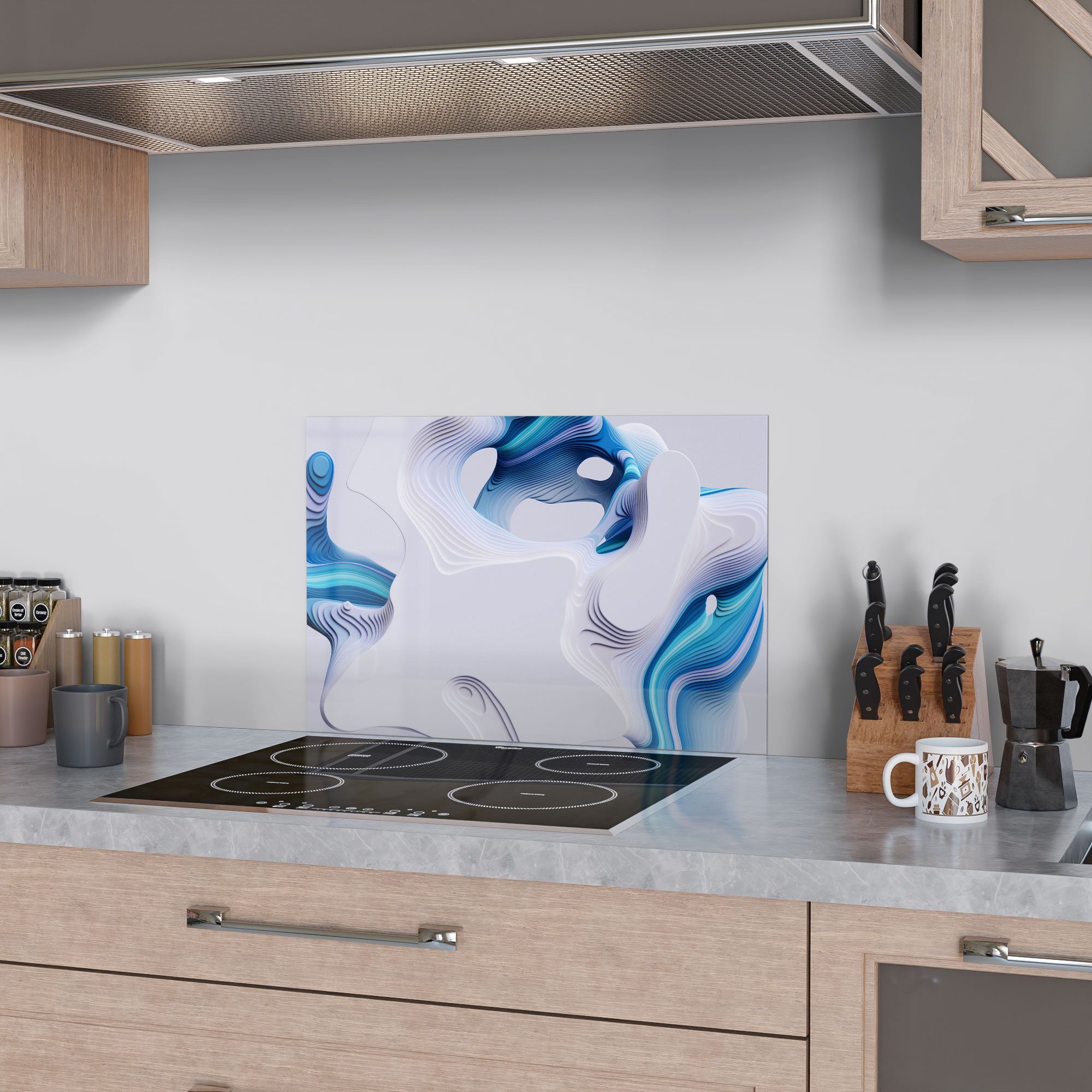 DEQORI Küchenrückwand 'Digitale Farblamellen', Glas Spritzschutz Herdblende Badrückwand