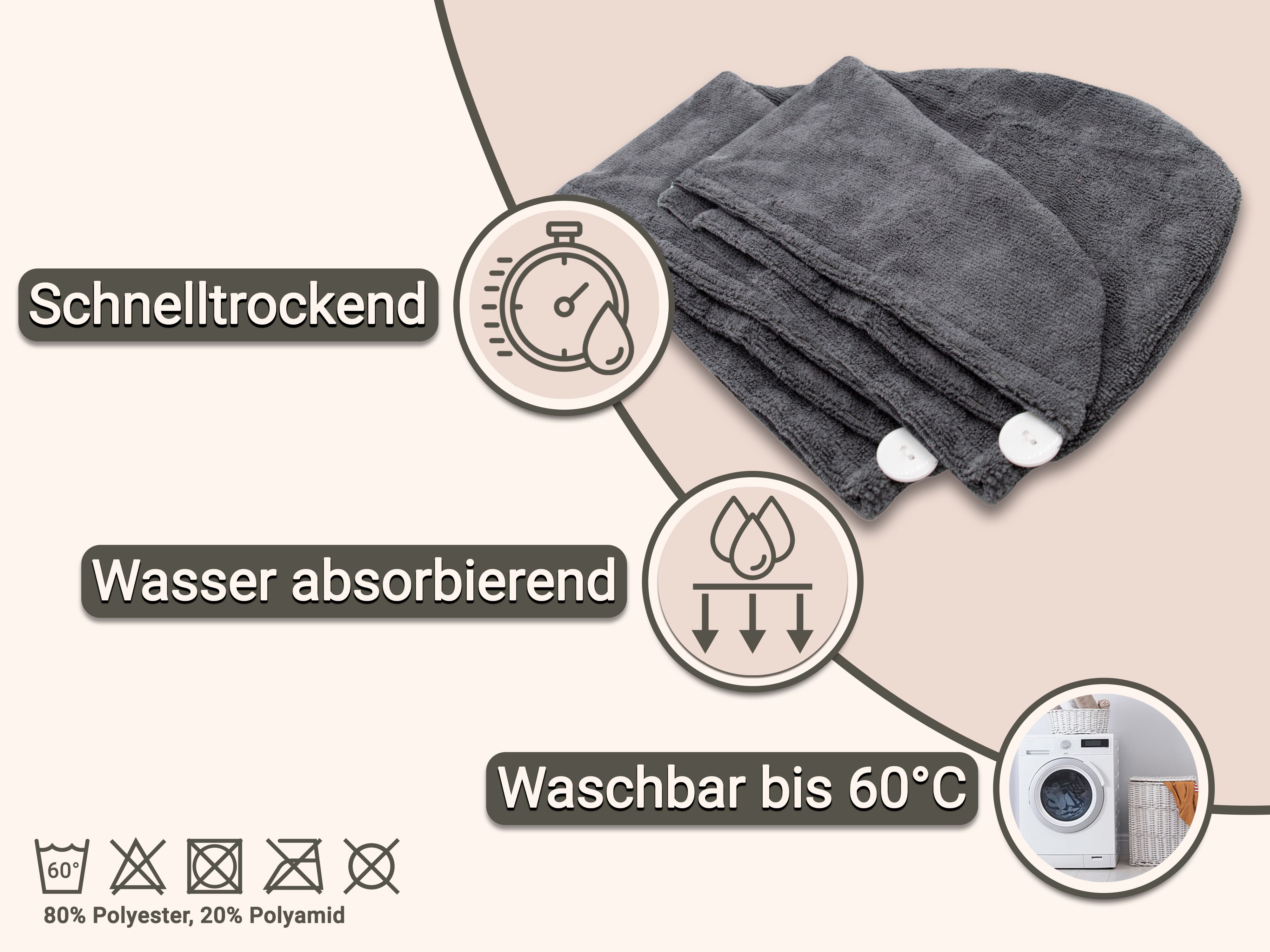 ZOLLNER Turban-Handtuch, Mikrofaser (2-St), 25 x 65 cm, 80% Polyester, 20% günstig online kaufen