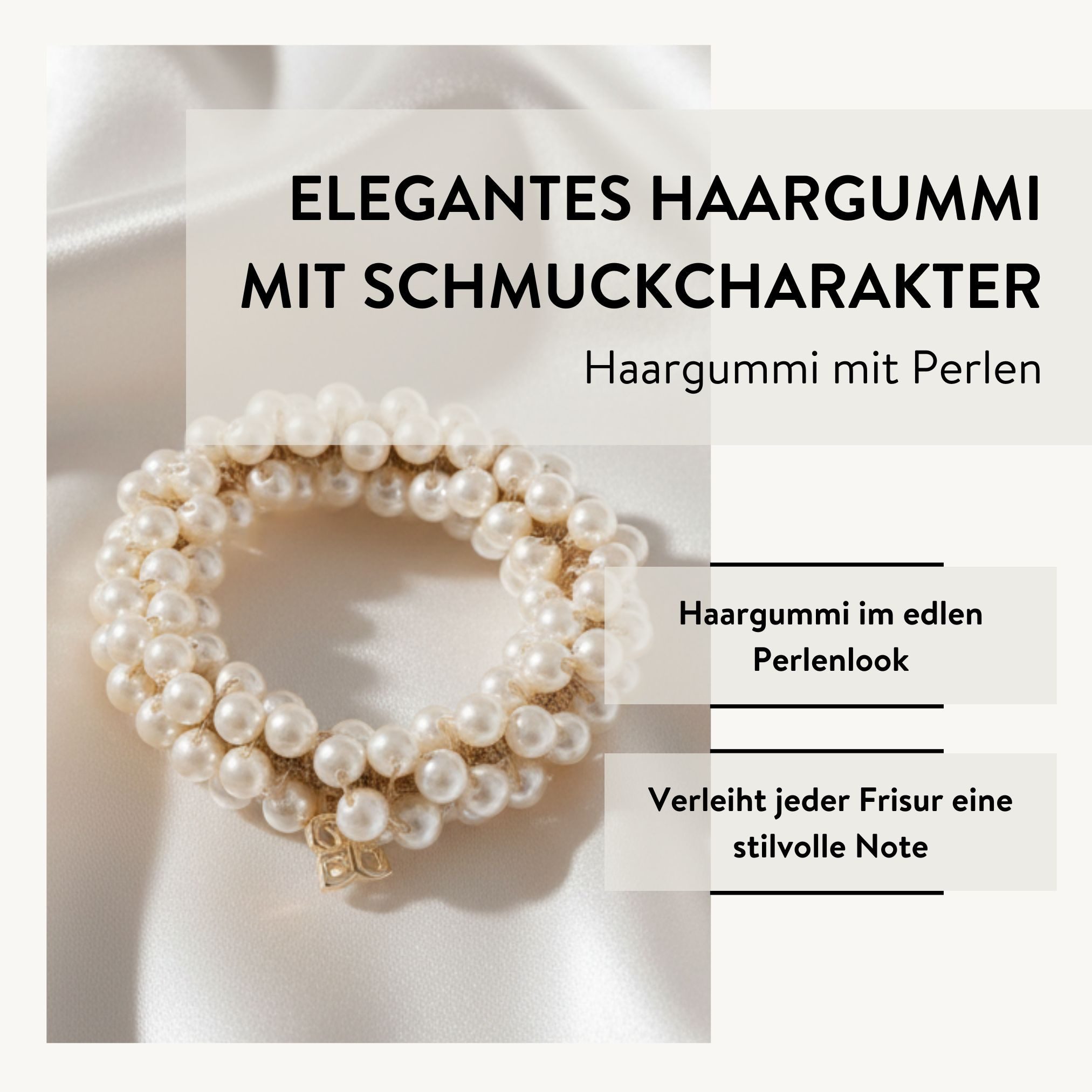 PARSA Beauty Haargummi Signature Collection Haargummi im Perlen-Look, Weiß/Gold