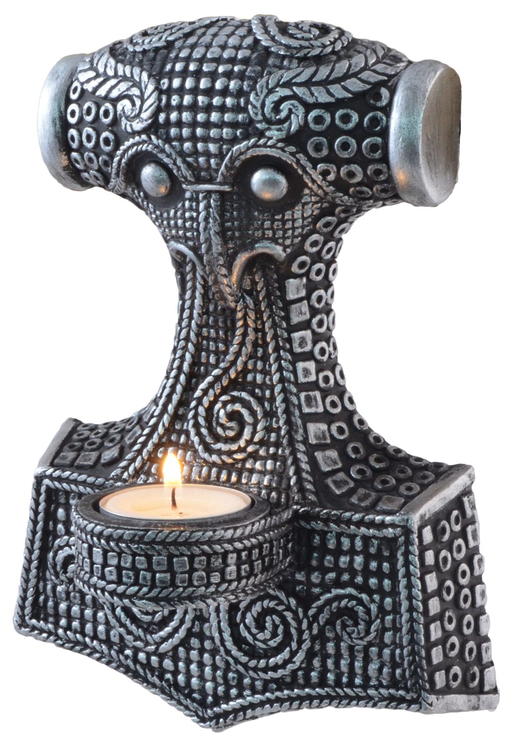 Thor's Vogler Germanischer Teelichthalter Hammer - Teelichthalter wurden Hand Details 15x10x20cm versilbert, von Wandmontage, Gmbh direct ca. LxBxH:
