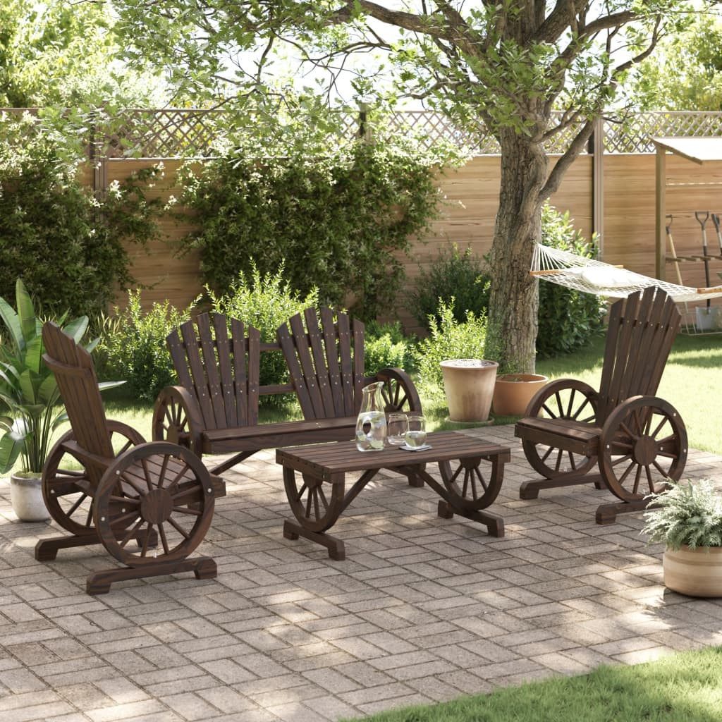 vidaXL Gartenlounge-Set 4-tlg. Garten-Lounge-Set Massivholz Tanne, günstig online kaufen