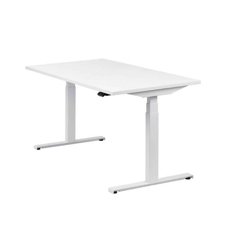 boho office® Schreibtisch »Easydesk«, Weiß elektrisch höhenverstellbar Tischplatte Weiß 140 x 80 cm