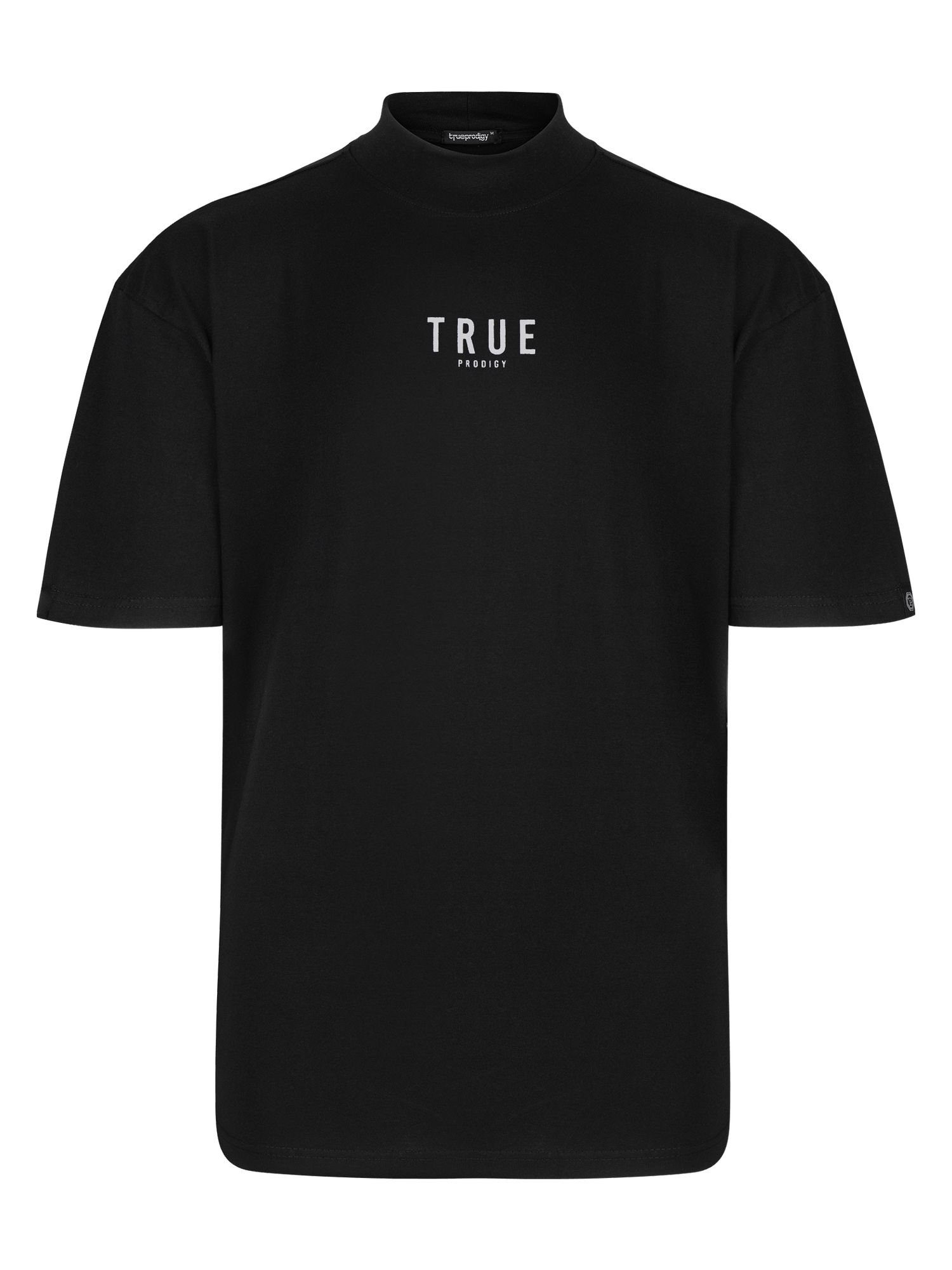 Stoff Black Riley Stehkragen Logoprint trueprodigy dicker Oversize-Shirt