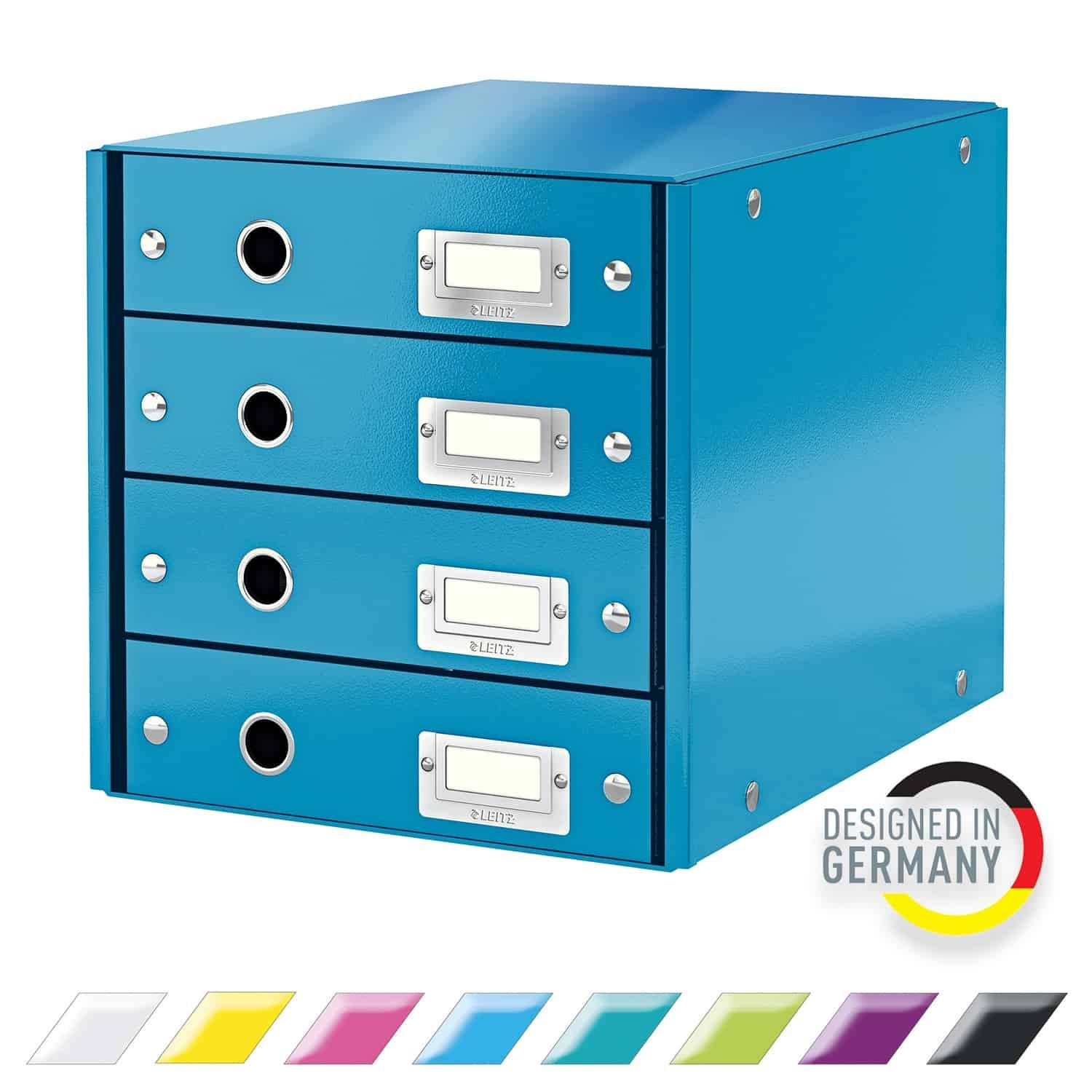 LEITZ Briefablage WOW, Click & Store Schubladenset (4 Schubladen) blau