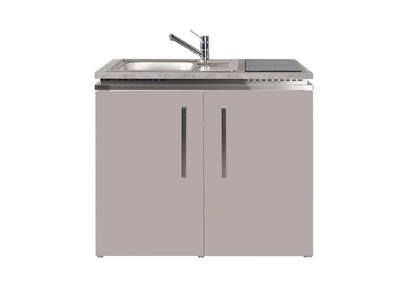 Stengel Küchenzeile MD 100 Edelstahl, Miniküche Designline, 100 cm, Edelstahl