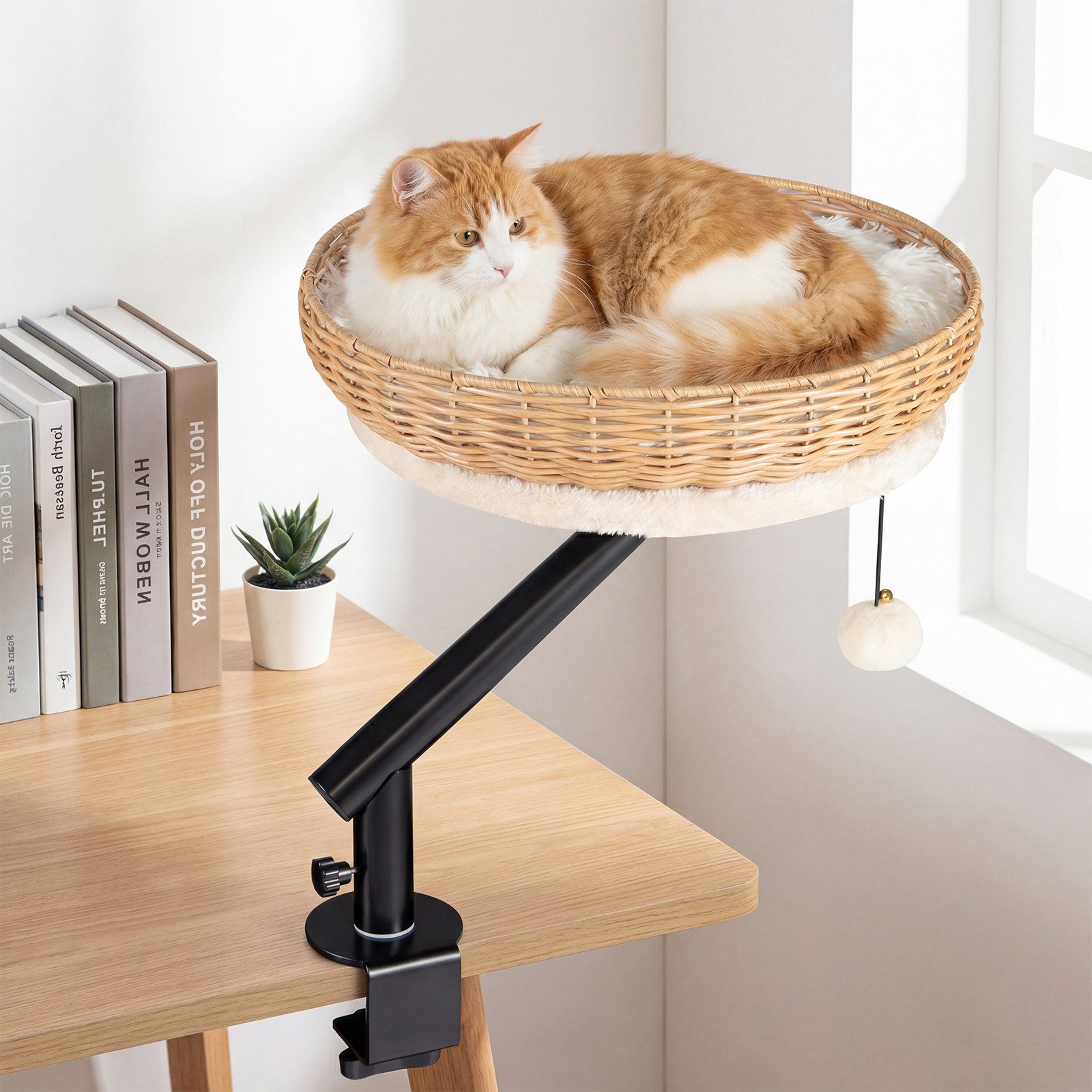 COSTWAY Tierbett, Katzenbett für Schreibtisch, Katzenkorb, 360° drehbar