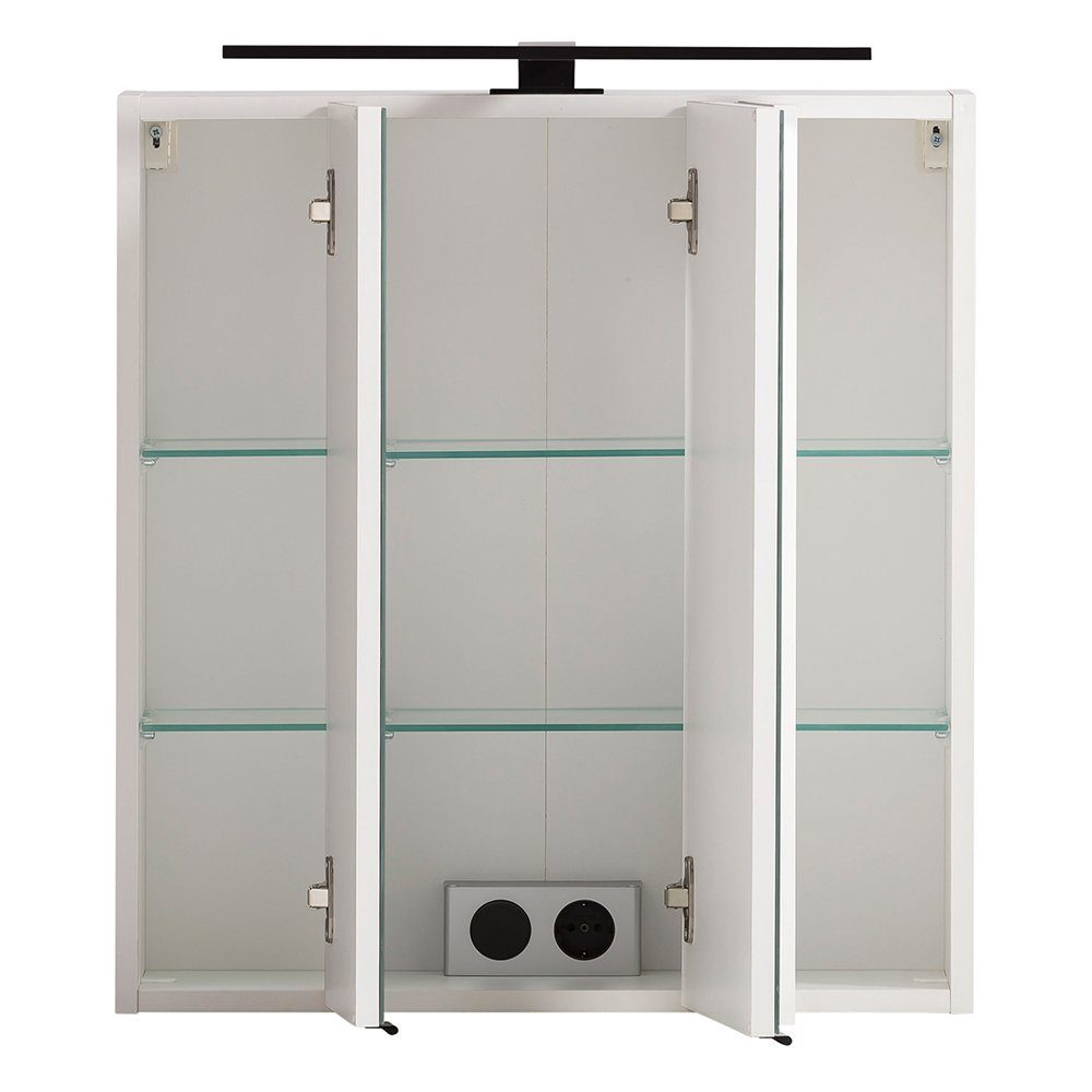Lomadox Spiegelschrank MARLING-03 60 cm mit LED-Aufbauleuchte in weiß, B/H/T ca. 60/64/20 cm