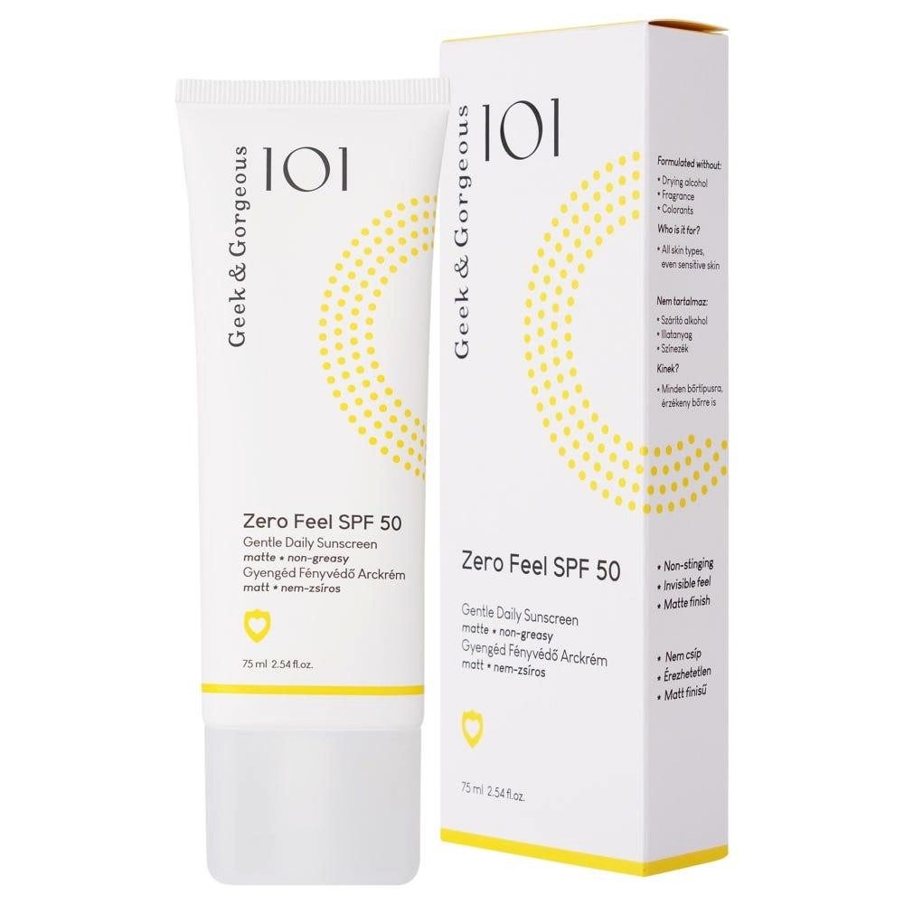 Geek & Gorgeous Sonnenschutzcreme Geek & Gorgeous Zero Feel SPF 50 – Sonnencreme Gesicht, 75 ml, 1-tlg., LSF 50 Mattes Finish Schnell einziehend Alle Hauttypen
