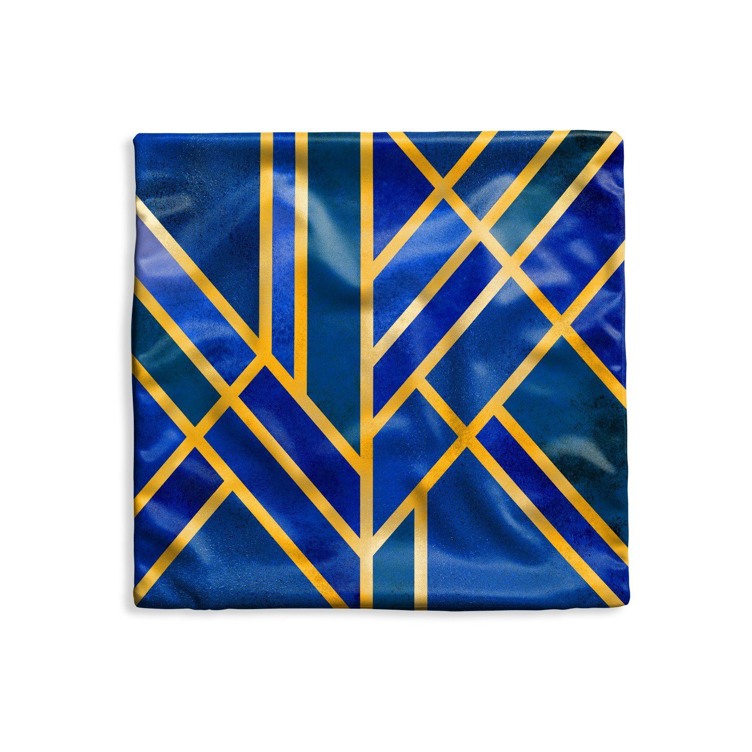 MuchoWow Dekokissen Gold - Blau - Design - Luxus, Kissenbezüge, Kissenhülle, Deko Kissenbezug, Kissen, 40x40 cm