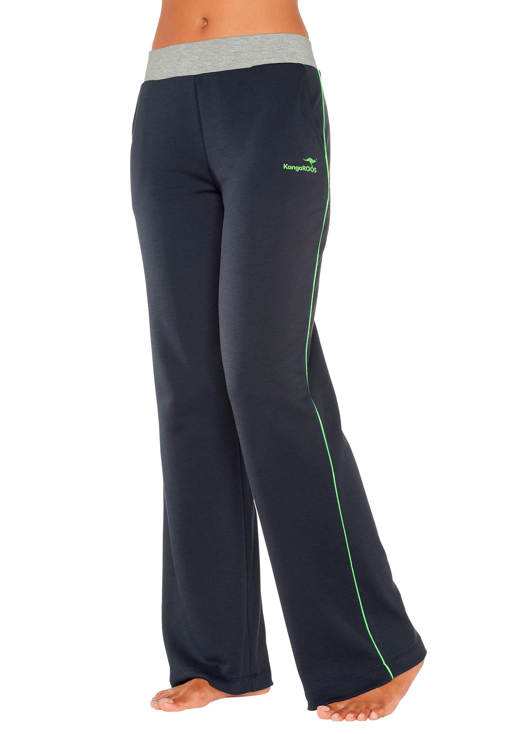 KangaROOS Relaxhose mit breitem Bund, Loungewear, marine-grün-grün Loungeanzug