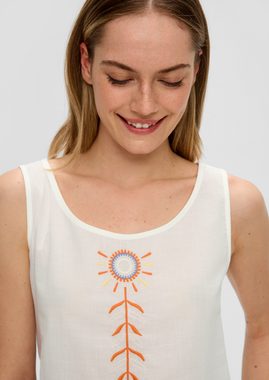 s.Oliver T-Shirt Leicht durchsichtiges Shirt im Fabricmix mit Stickerei