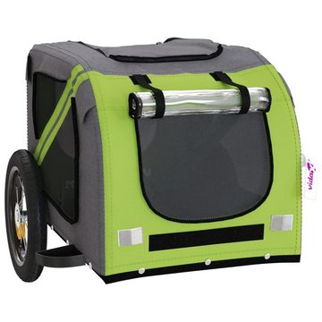 vidaXL Hunde-Transportbox Fahrradanhänger Hunde Grün und Grau Oxford-Gewebe und Eisen