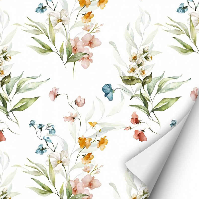 nikima Wandtattoo »KF-08 selbstklebende Folie Floral Blumen« (PVC-Folie), 2 x 0,9 m selbstklebende Folie