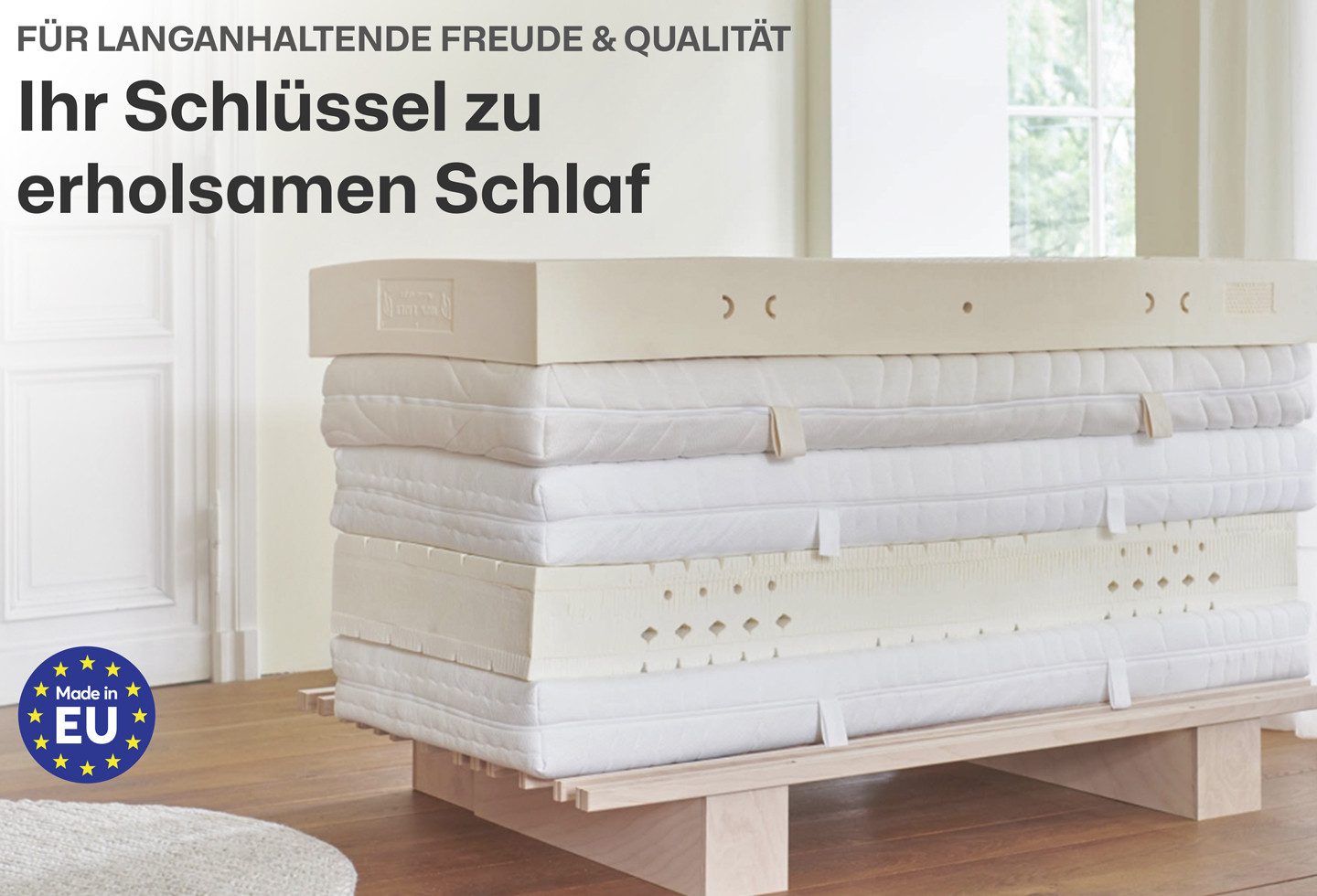 Latexmatratze Latexmatratze Komfort-NATURA Härtegrad H2 (RG..., RAVENSBERGER Matratzen, 19 cm hoch, Härtegrad H 2 (RG 75) 80x200 cm mit Baumwoll-Doppeltuch-Bezug