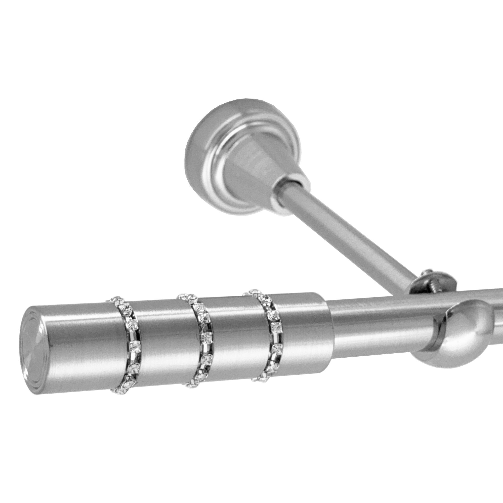 BASIT Gardinenstange Rohr Edelstahloptik 16 mm mit Wandträgern 120 cm E25, günstig online kaufen