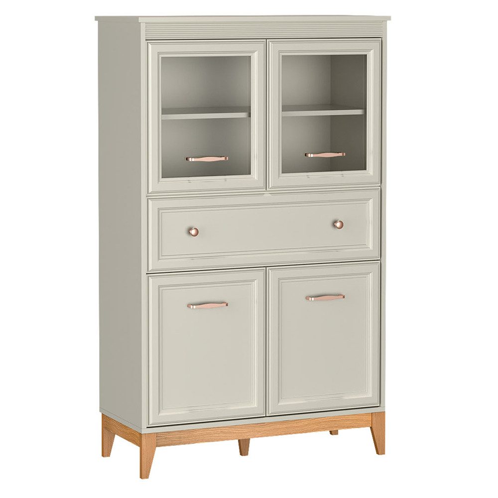 Lomadox Highboard WILNA-161, Kaschmir, 92 cm breit, feine Profilfräsung, Massivholz Füße