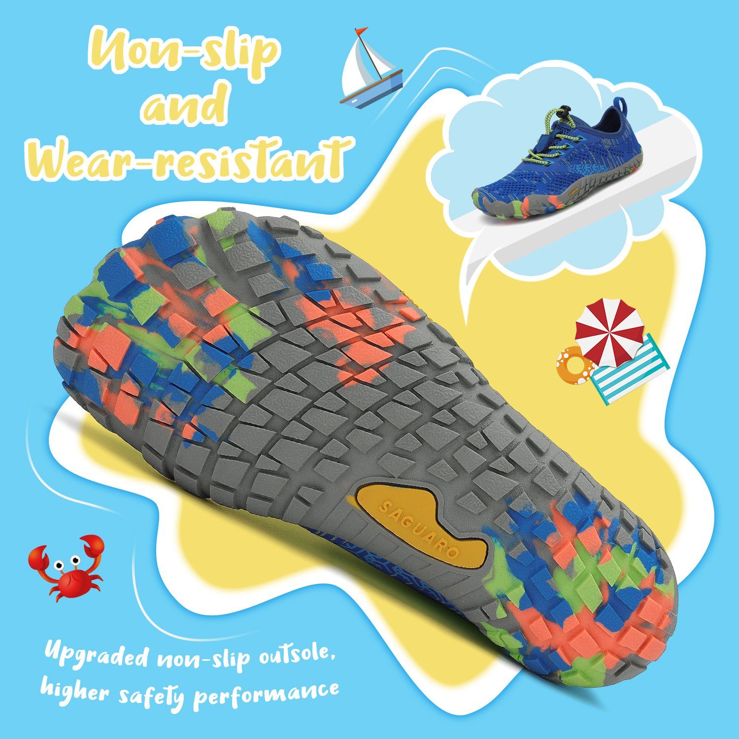 atmungsaktiv, Kids 025 rutschfest) SAGUARO Jogging Trail-Running leicht, Minimalschuhe (bequem, Blau Sneaker Barfußschuh Laufschuhe Sport-Schuhe