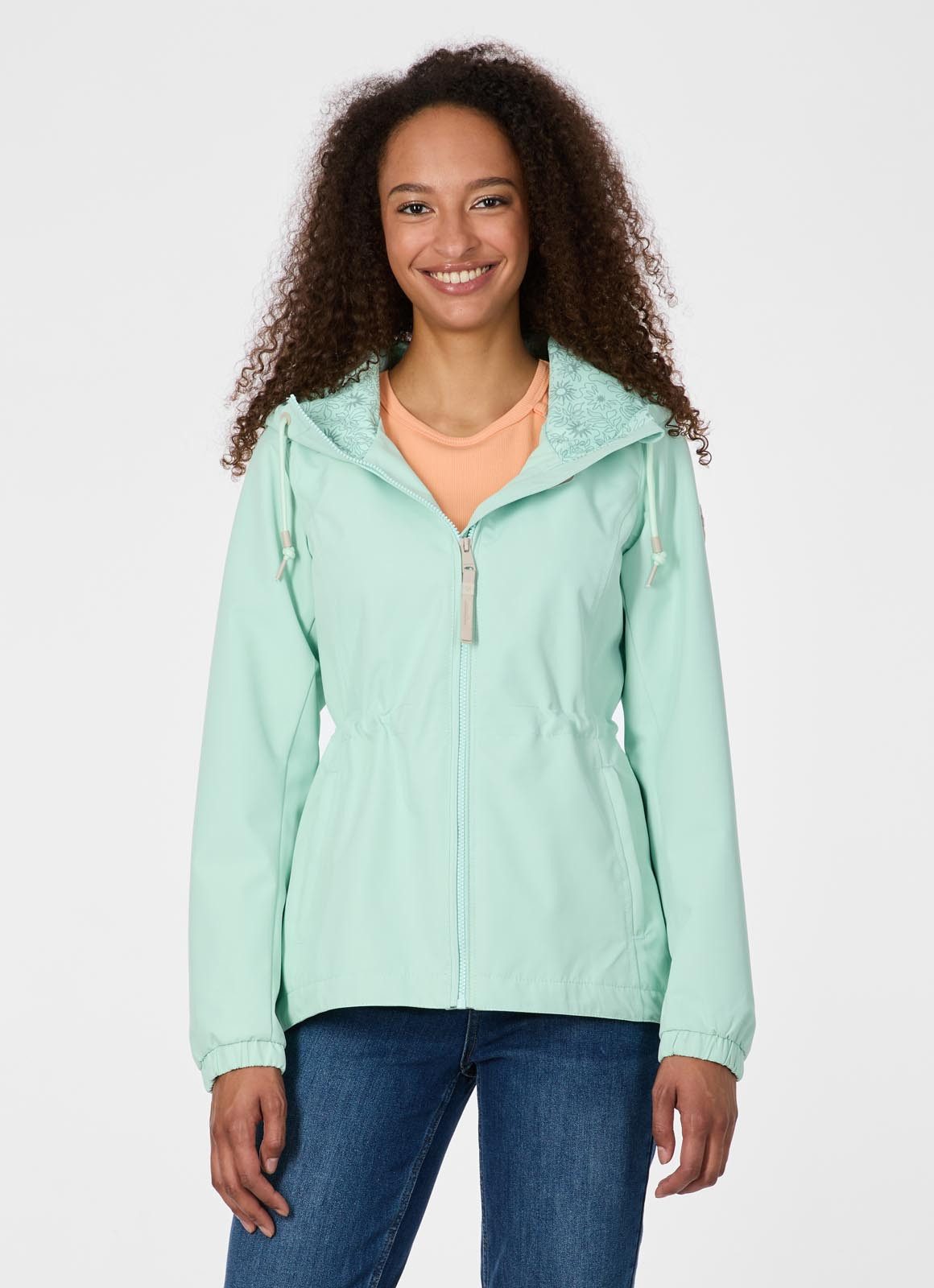 Ragwear Parka DANKKA Mit Kordelzug, geblümtem Futter und reflektierenden Kordeln