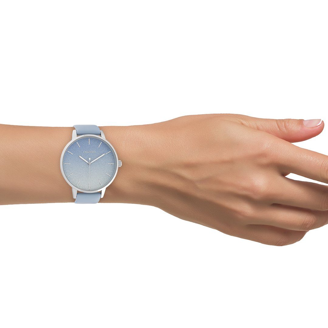 OOZOO Quarzuhr Damenuhr C10830 Glitzer-ZB Hellblau günstig online kaufen