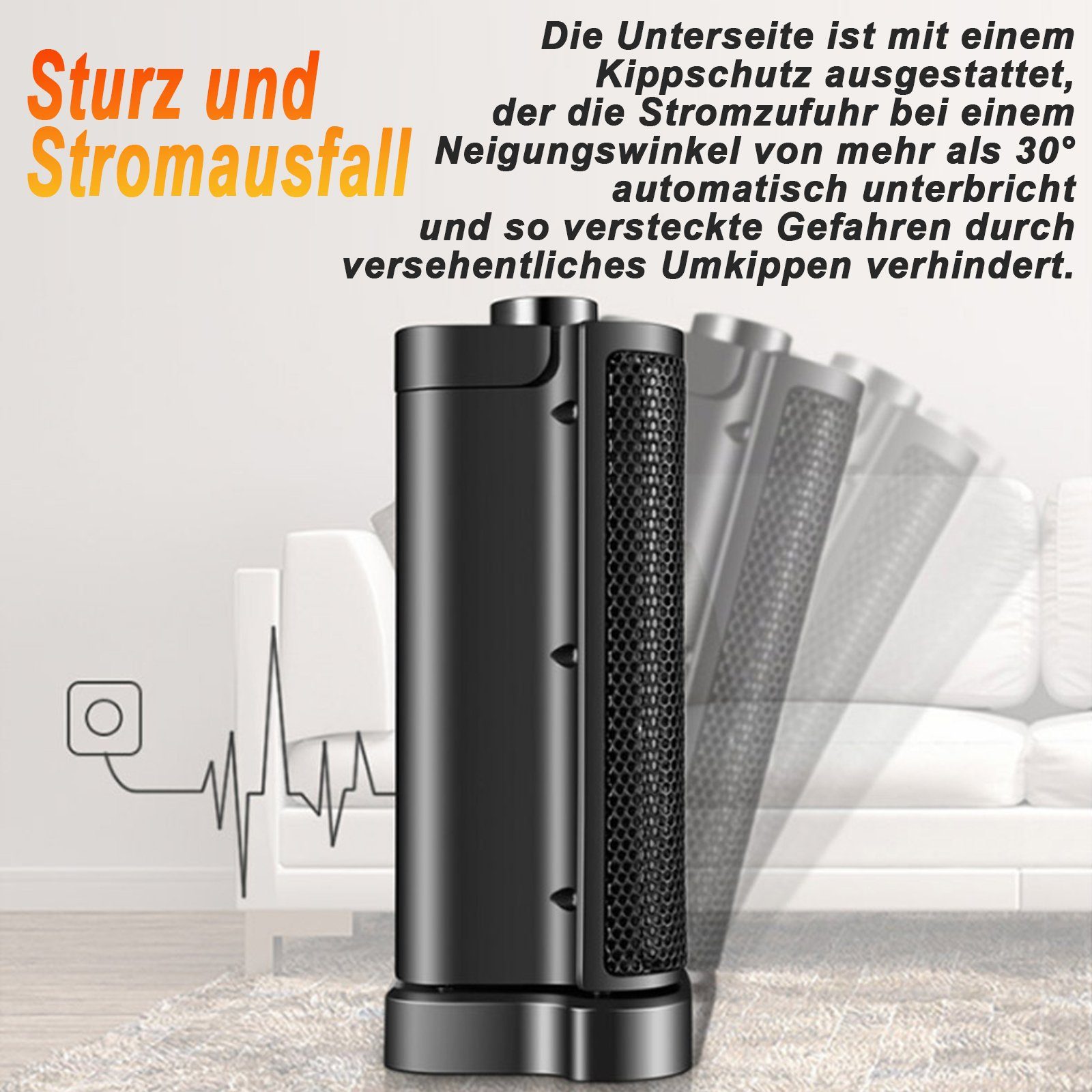 Fine Life Pro Heizgerät 1500 Watt Heizlüfter - Tragbare Wärmequelle für kalte, 1500 W, Tage mit Sicherheitsfunktionen und stufenloser Temperaturregelung – Bild 4 von 5