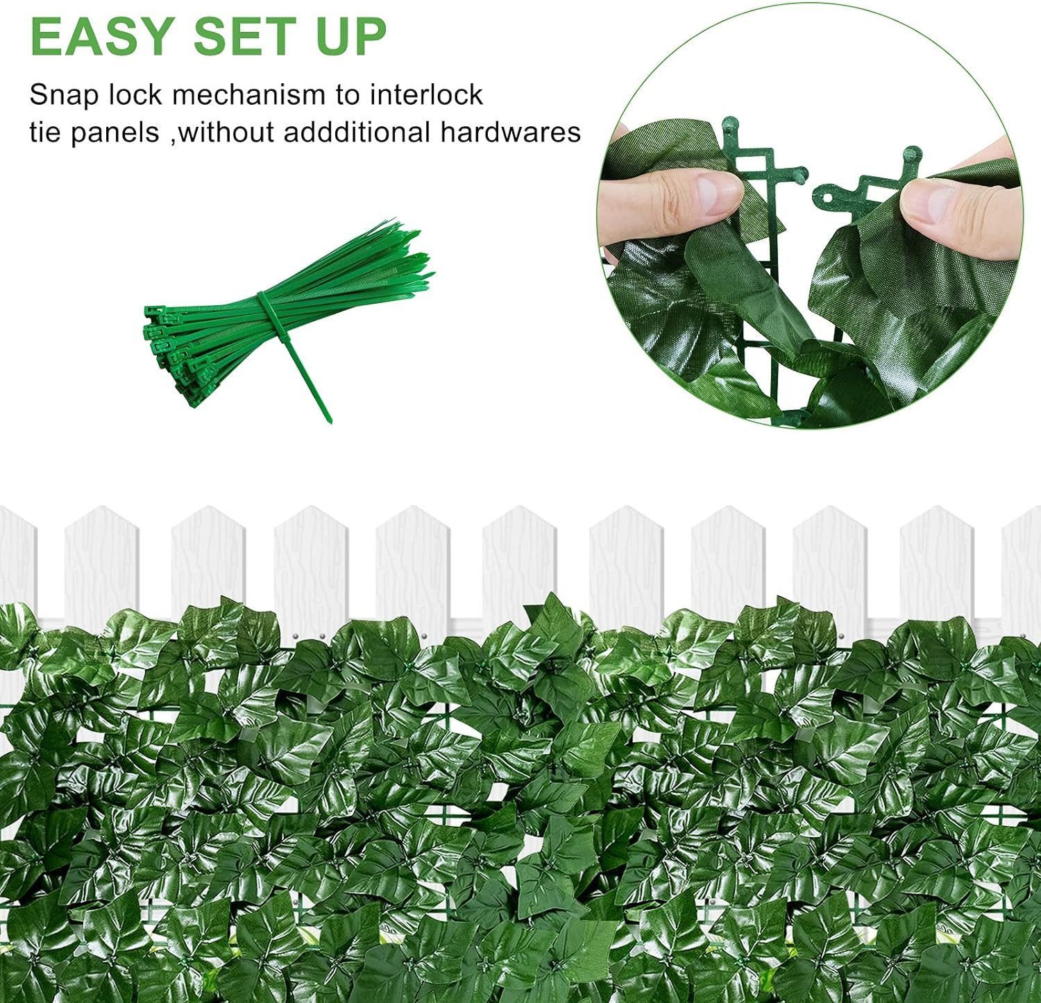 Thumbnail - BlingBin Balkonsichtschutz Sichtschutzhecke Windschutz Efeu Sichtschutz Blätterzaun 1x3M (5er Set, 5-St., 5pcs) LxH: 300...