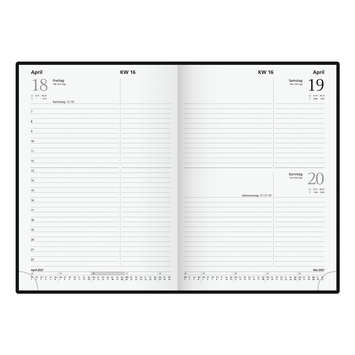 GLOCKEN Buchkalender, für 2027, 1 Seite = 1 Tag (Sa/So = 1 Seite)