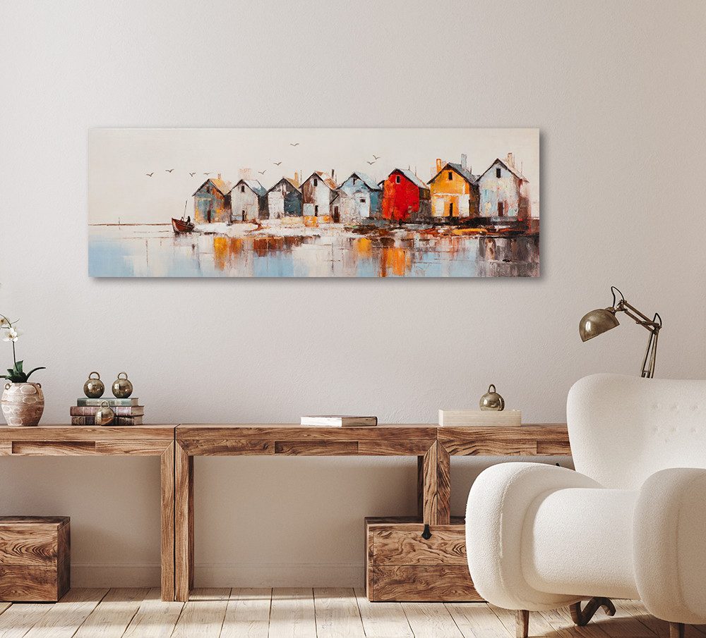 ArtUniverse Gemälde Leben am Seeufer 50x150 günstig online kaufen