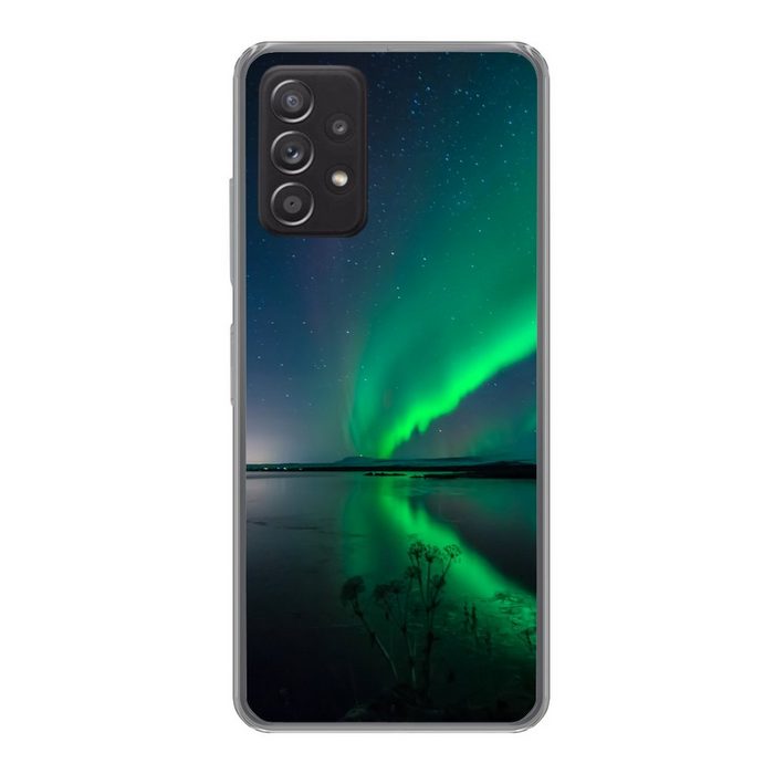 MuchoWow Handyhülle Nordlicht - Island - Sternenhimmel - Grün - Wasser Handyhülle Telefonhülle Samsung Galaxy A73