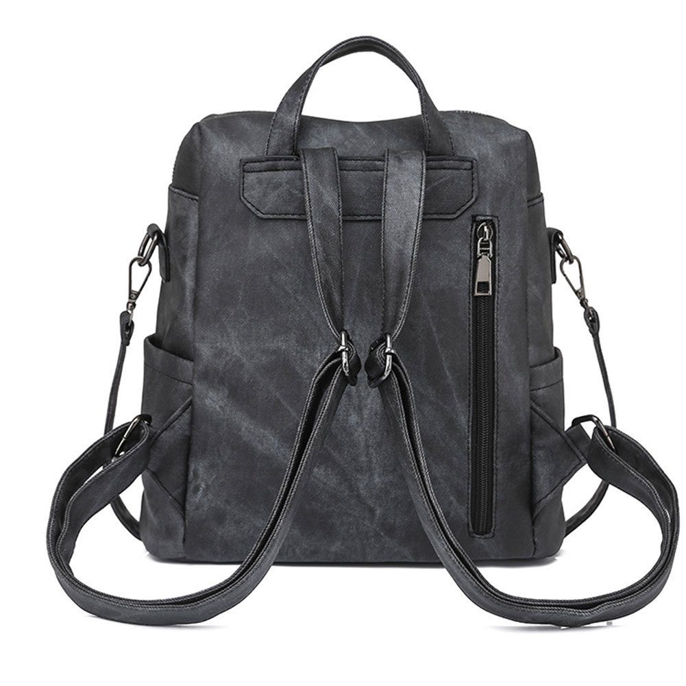 Daypack Damenrucksack,Wasserdicht Vintage Elegante Umhängetasche Schwarz Freizeitrucksack TSEPOSY