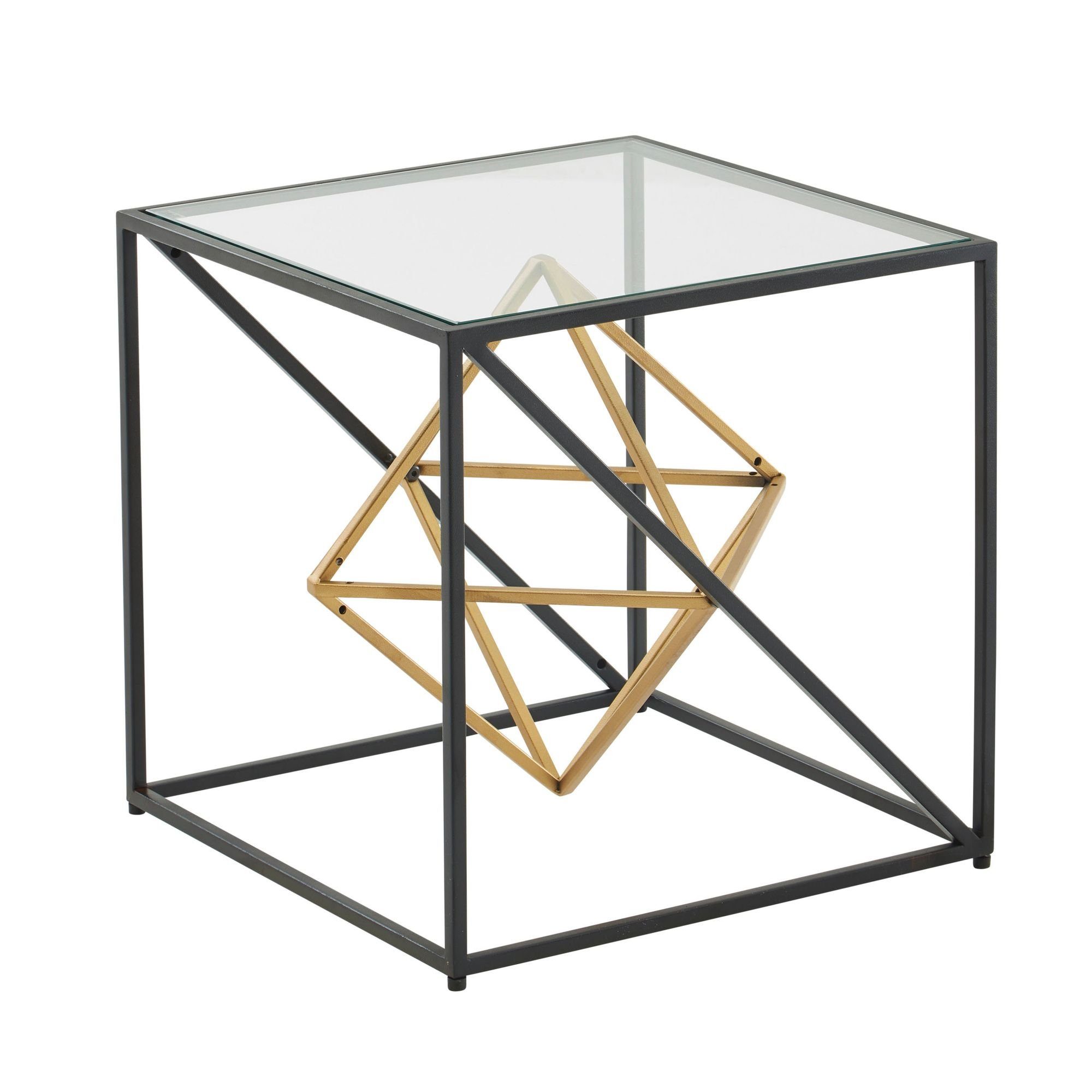 KADIMA DESIGN Couchtisch Glas-Kaffeetisch, transparent, 46x46 cm, modernes Design