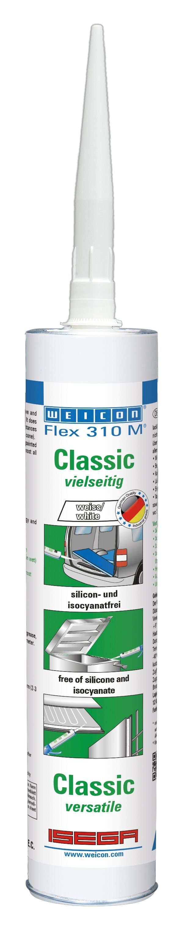 WEICON Klebstoff Flex 310 M® Classic, elastischer Klebstoff auf MS-Polymer-Basis, feuchtigkeitshärtend, Vielseitig einsetzbar, ISEGA-zertifiziert
