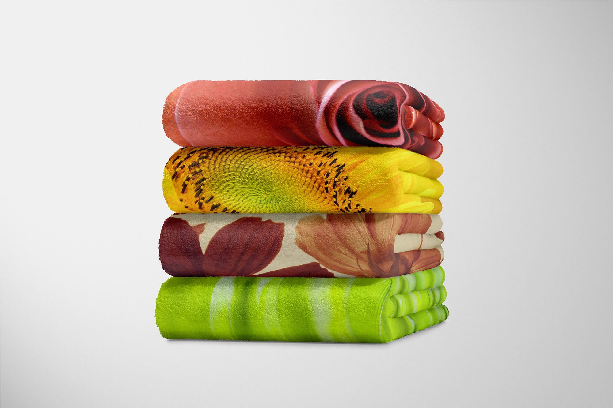 Handtuch Baumwolle-Polyester-Mix Sommer Art Sinus Strandhandtuch Kuns, Handtuch Fotomotiv Blumen Saunatuch Handtücher Kuscheldecke (1-St), mit
