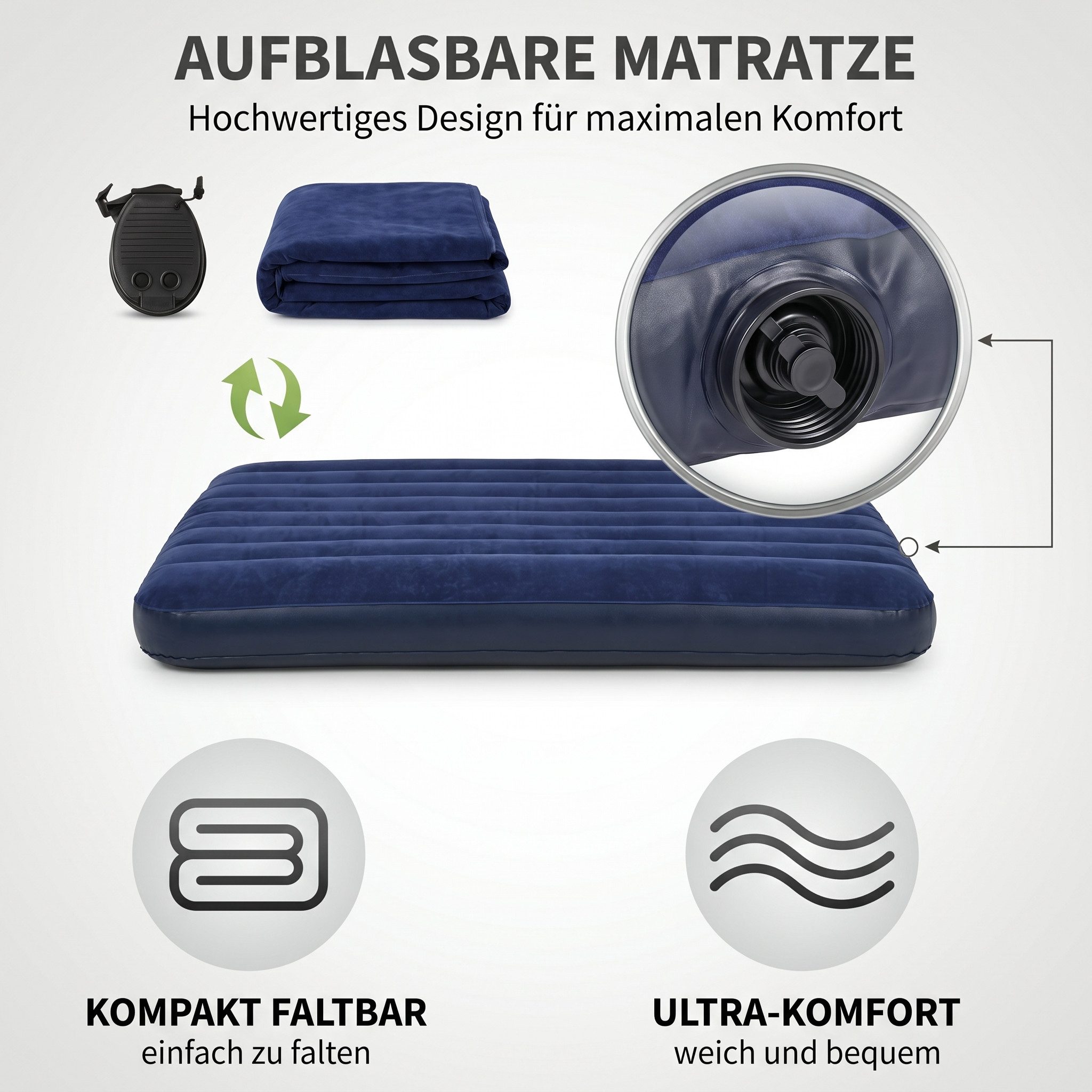 L&K Kuppelzelt Camping Set 2 Personen Kuppelzelt mit Luftmatratze wasserdicht, Personen: 2 (Camping-Set), Komplettset Zelt Feldbett Luftmatratze Pumpe Kissen Decke Tasche